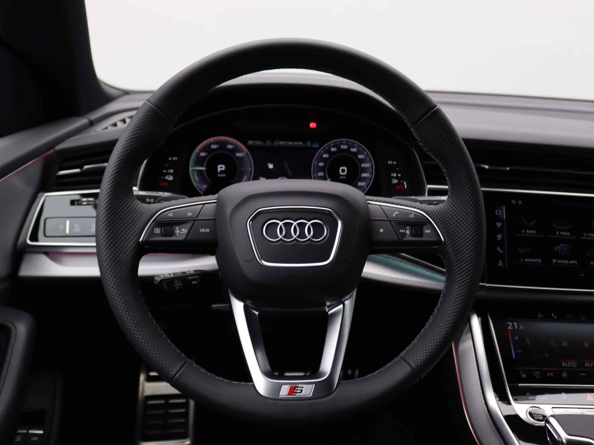 Audi Q8 55 TFSI e quattro Pro Line S 394PK Tiptronic Advanced Onderstel, Panoramadak, 360 gr. camera, trekhaak, leder, Laser-led, Bang&Olufsen, head-up, stoelventilatie, luchtvering, 23" lichtmetaal - 18/63