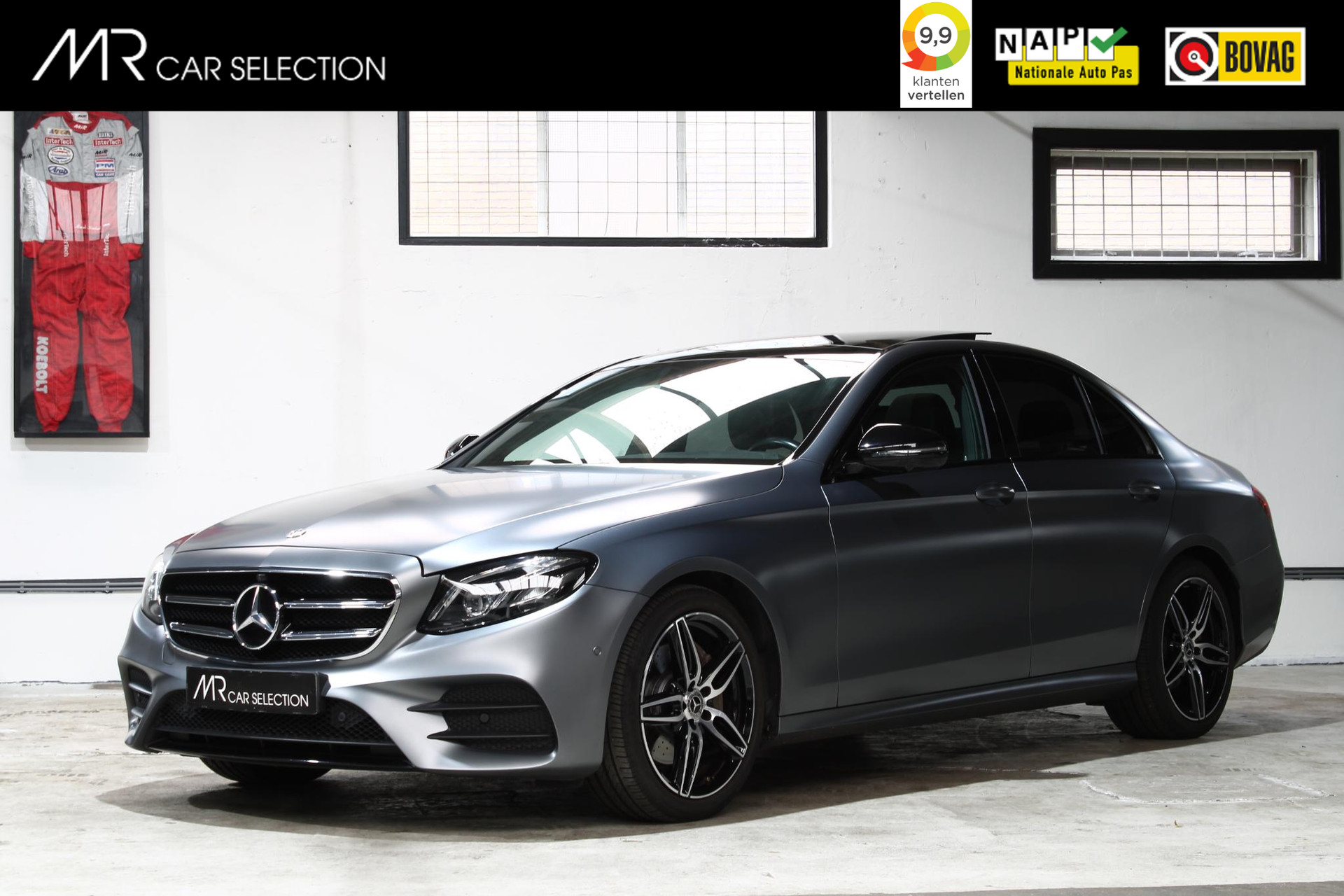 Mercedes-Benz E-klasse 200 Business Solution AMG | Designo Magno | Trekhaak | Panoramadak | Lederen bekleding