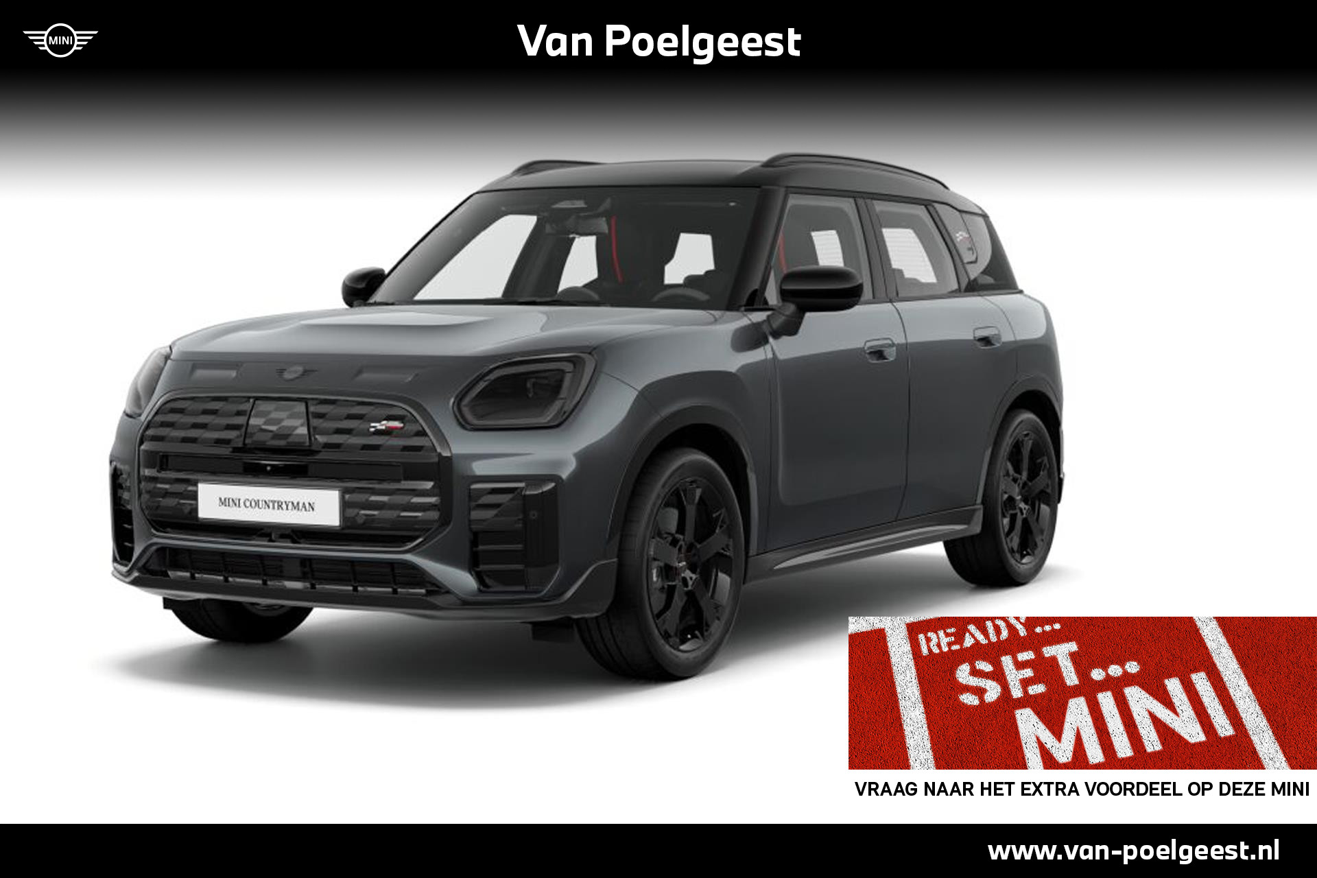 MINI Countryman Electric SE ALL4 John Cooper Works 66.5 kWh | Pakket S | Dak en spiegelkappen in Jetblack