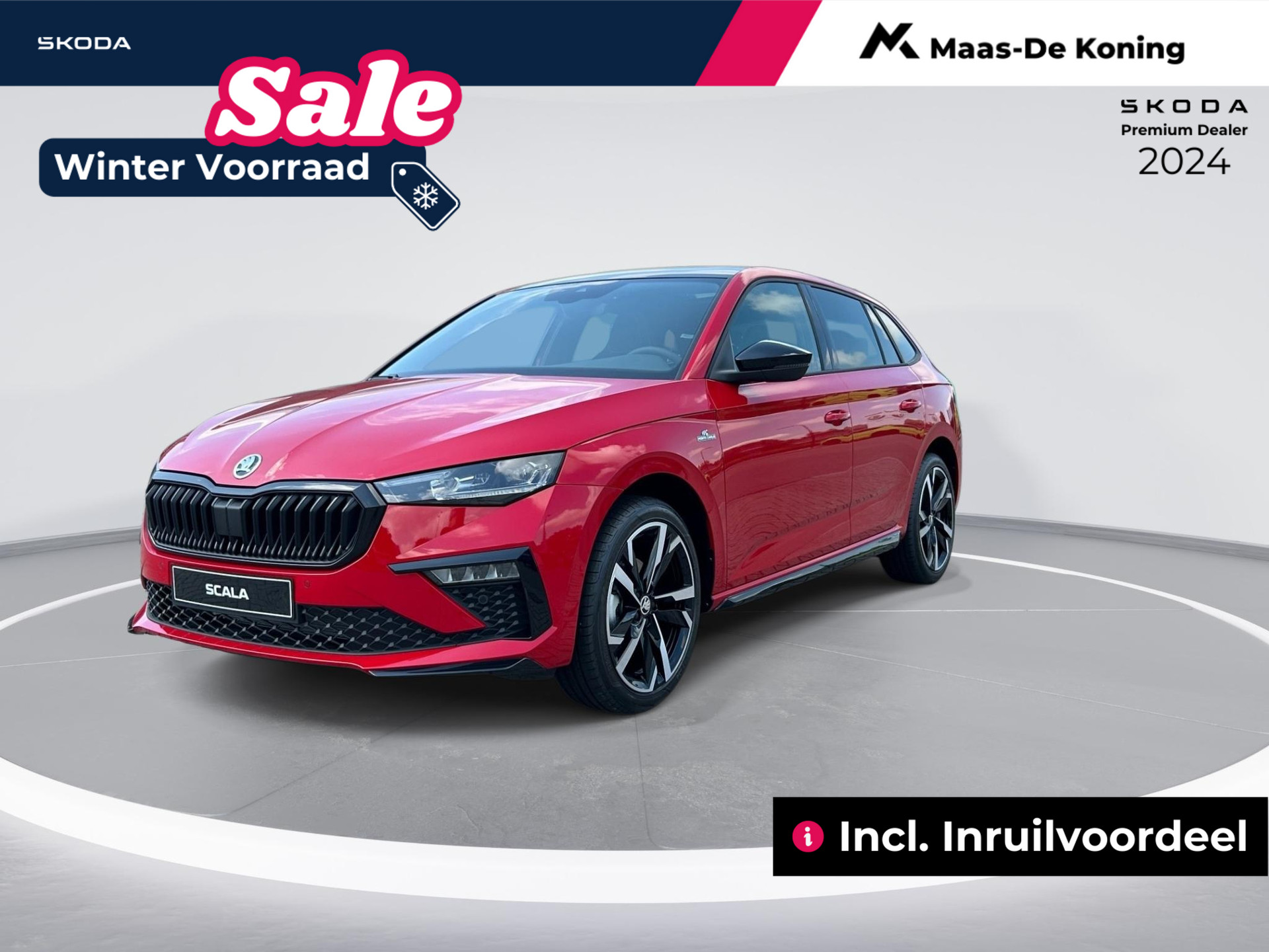 Skoda Scala 1.0 TSI Monte Carlo 85 kW / 110 pk 6 versn. Hand | Velvet red | 18" lichtmetalen velgen ursa monte carlo | Navigatie pakket | Travel assist | Simply clever | Incl. Inruilvoordeel |