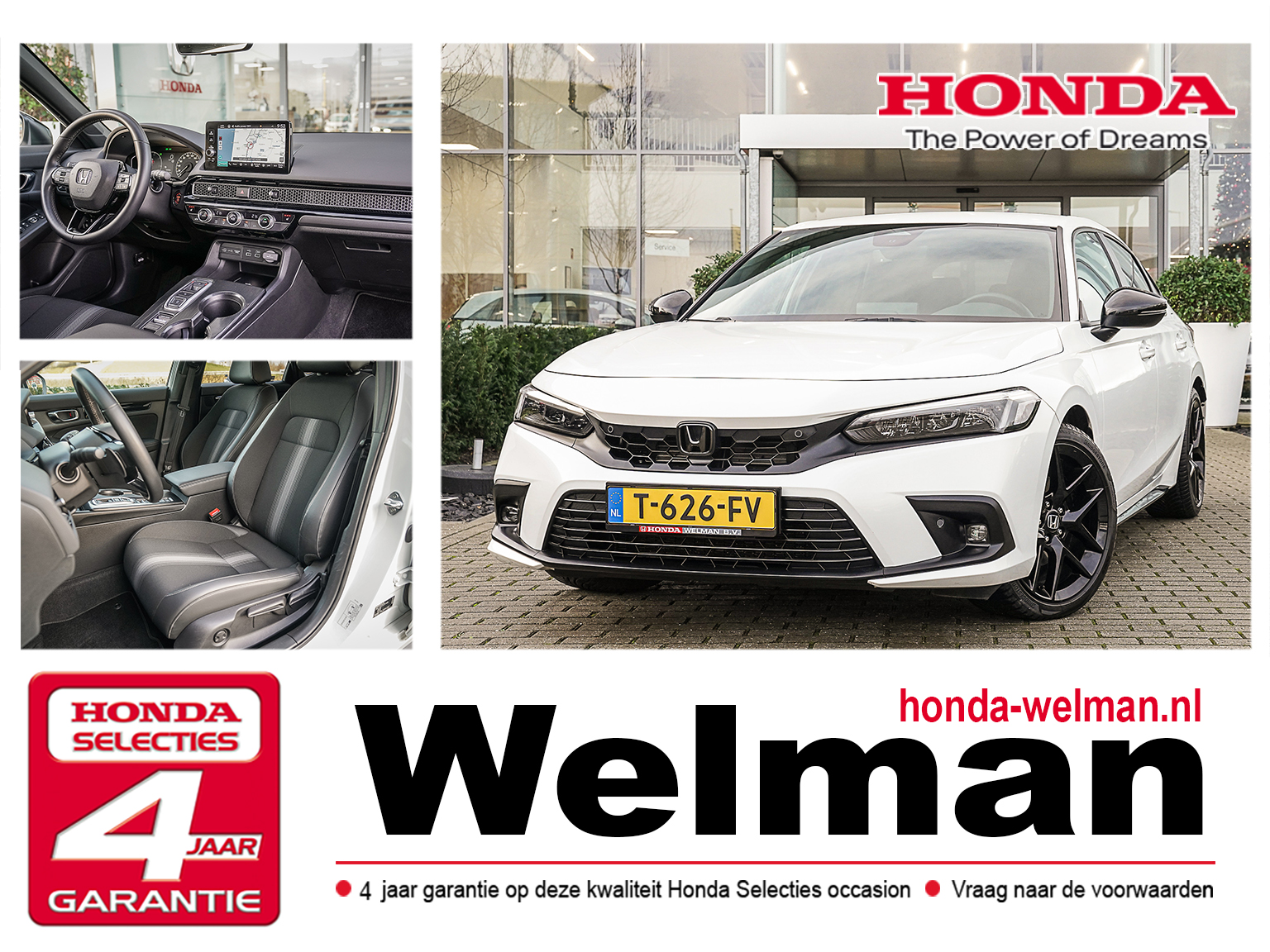 Honda Civic 2.0i e:HEV SPORT - HYBRID - ALL WEATHERS - DUCKTAIL SPOILER