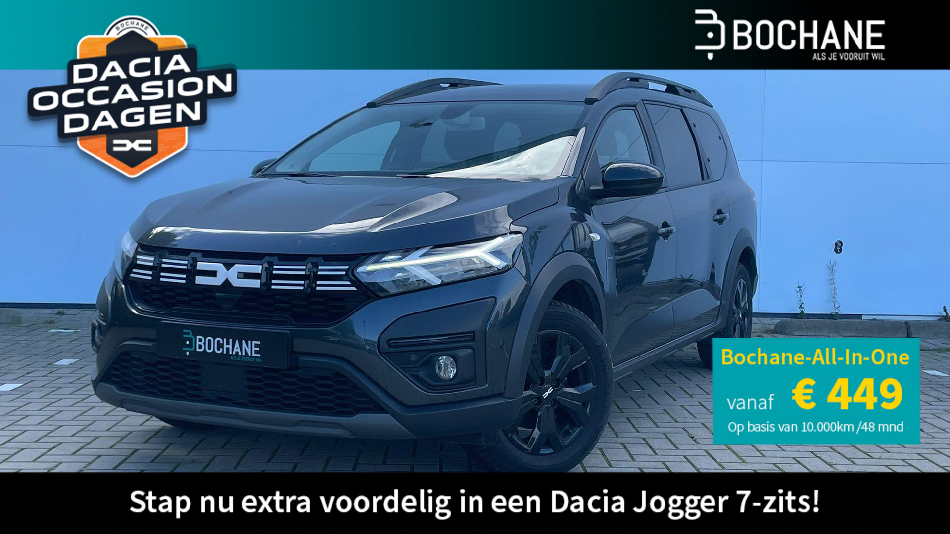 Dacia Jogger 1.0 TCe 110 Extreme 7p. Navigatie / Climate Control / Lichtmetalen Velgen / Parkeersensoren V+A+Camera / DAB / LED / Hill Holt System / Cruise Control