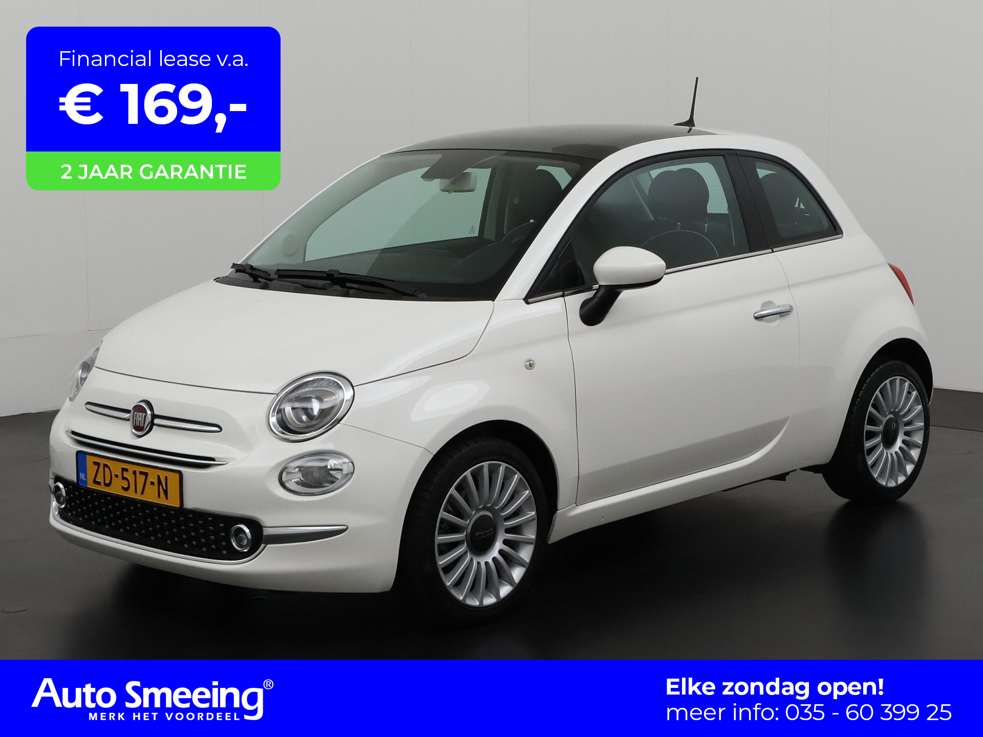 Fiat 500 0.9 TwinAir Turbo Lounge | Panoramadak | Navigatie | Parkeersensor |  Zondag Open!