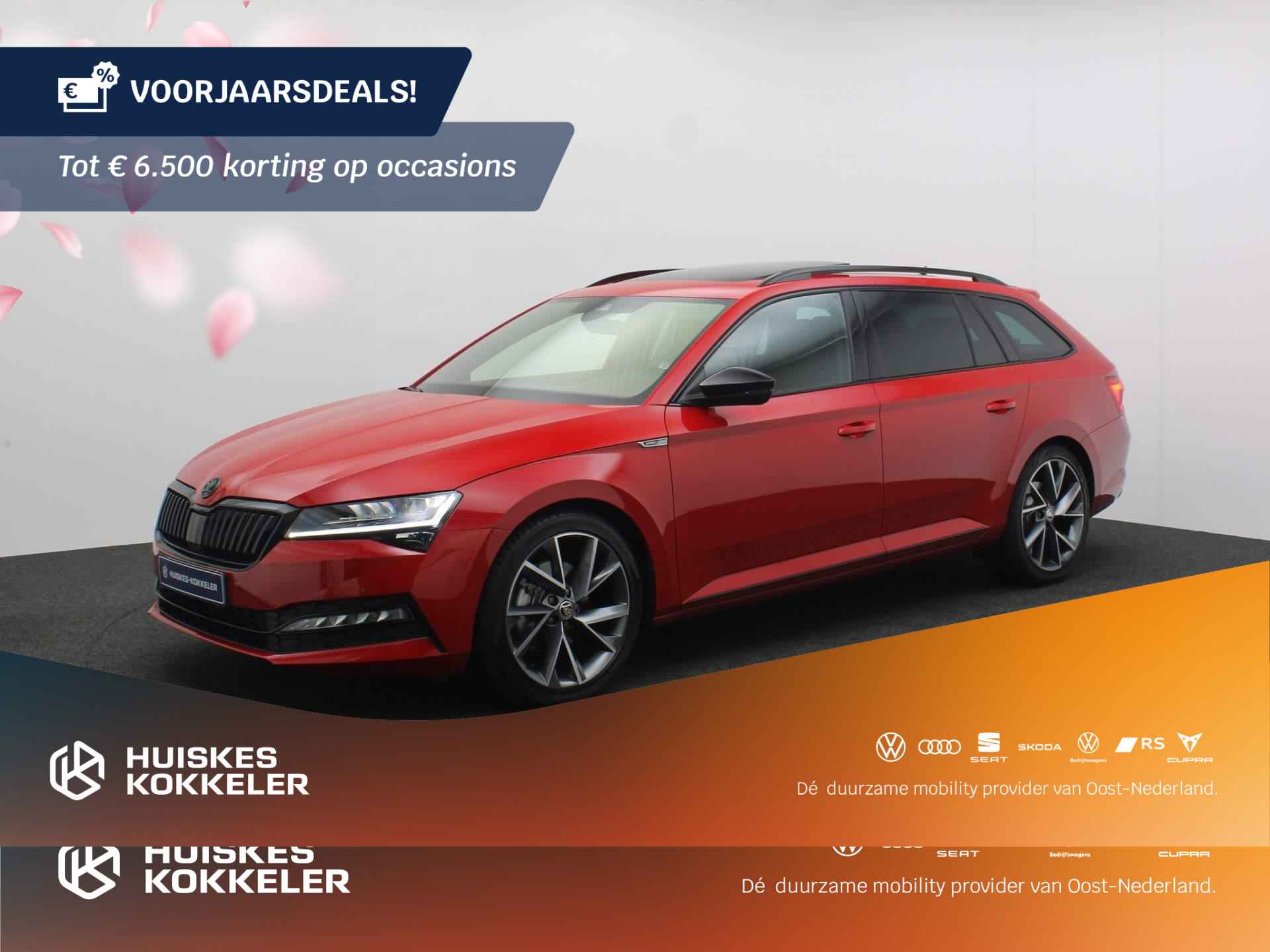 Škoda Superb Combi Sportline Business 1.5 TSI 150pk DSG Automaat Panoramadak, LED matrix koplampen, Navigatie, Adaptive cruise control, Stoelverwarming, Achteruitrijcamera, Verwarmde voorruit, Parkeersensoren