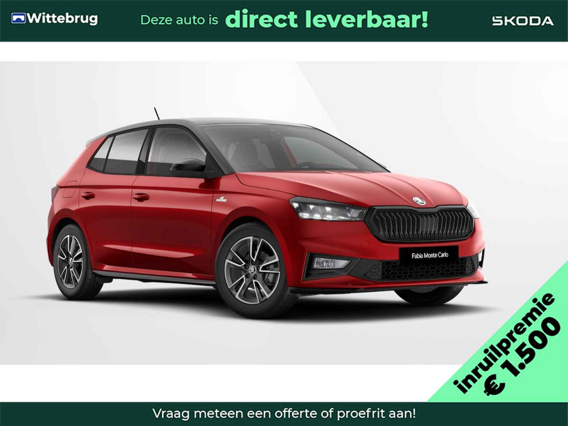 Škoda Fabia 1.0 TSI DSG Monte Carlo 1500,- Euro inruilpremie / Zwart dak - 1/8