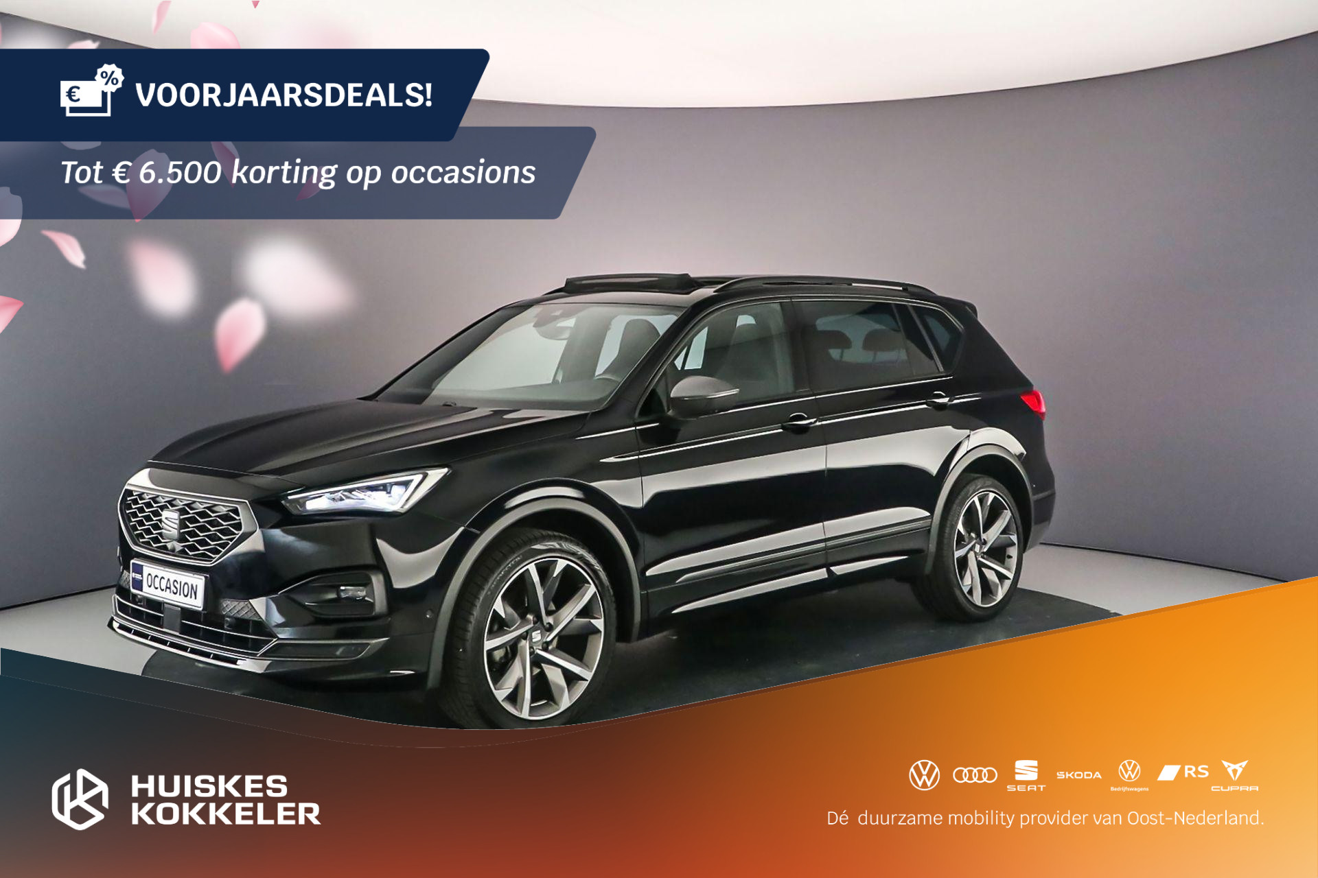 SEAT Tarraco FR Business Intense 1.5 TSI 150pk DSG Automaat Trekhaak, Panoramadak, 360 camera, Elektrische achterklep, Adaptive cruise control, Achteruitrijcamera, Stuurwiel verwarmd