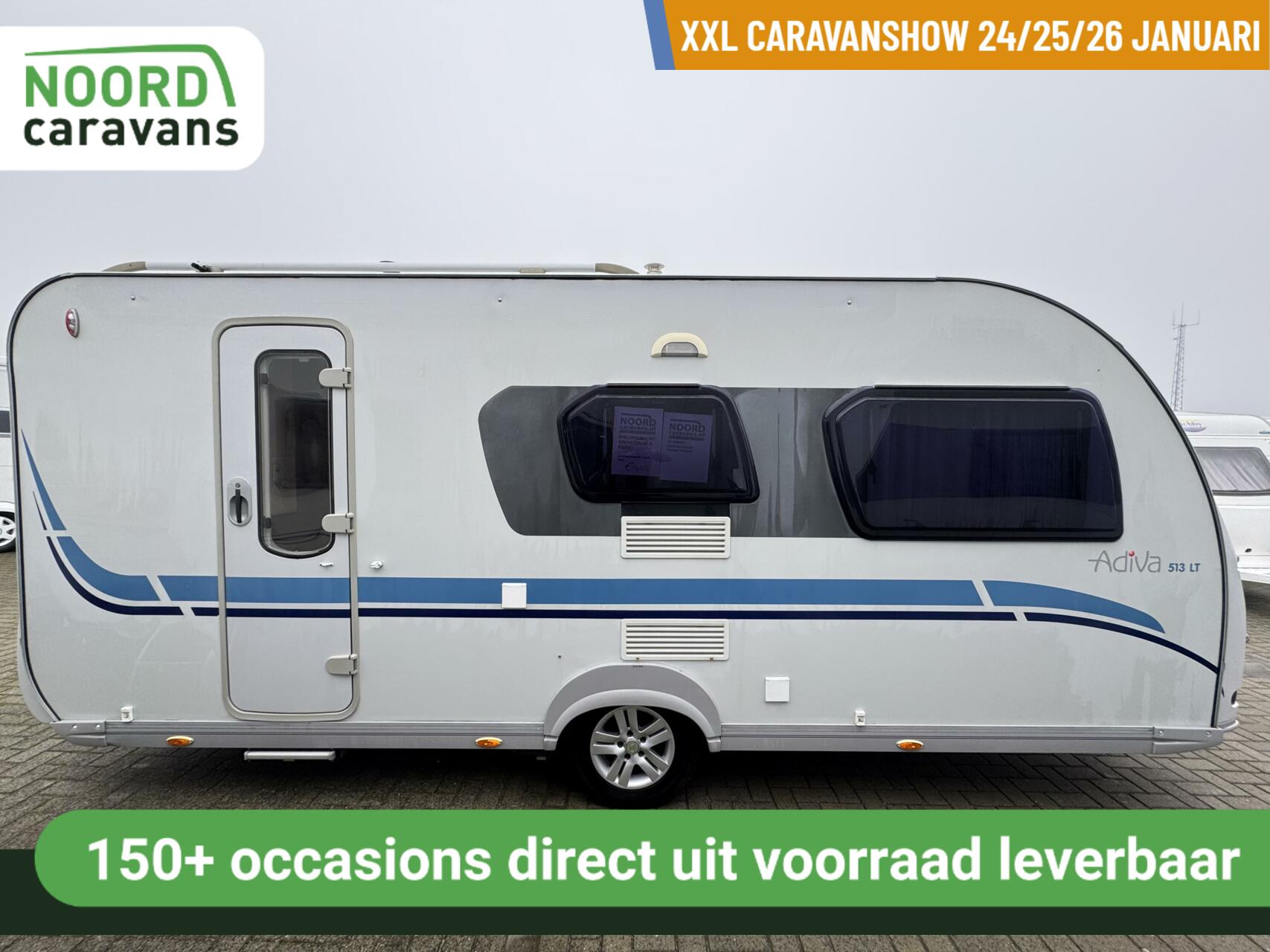 ADRIA ADIVA 513 LT, ENKELE BEDDEN, MOVER, RONDZIT, BADKAMER