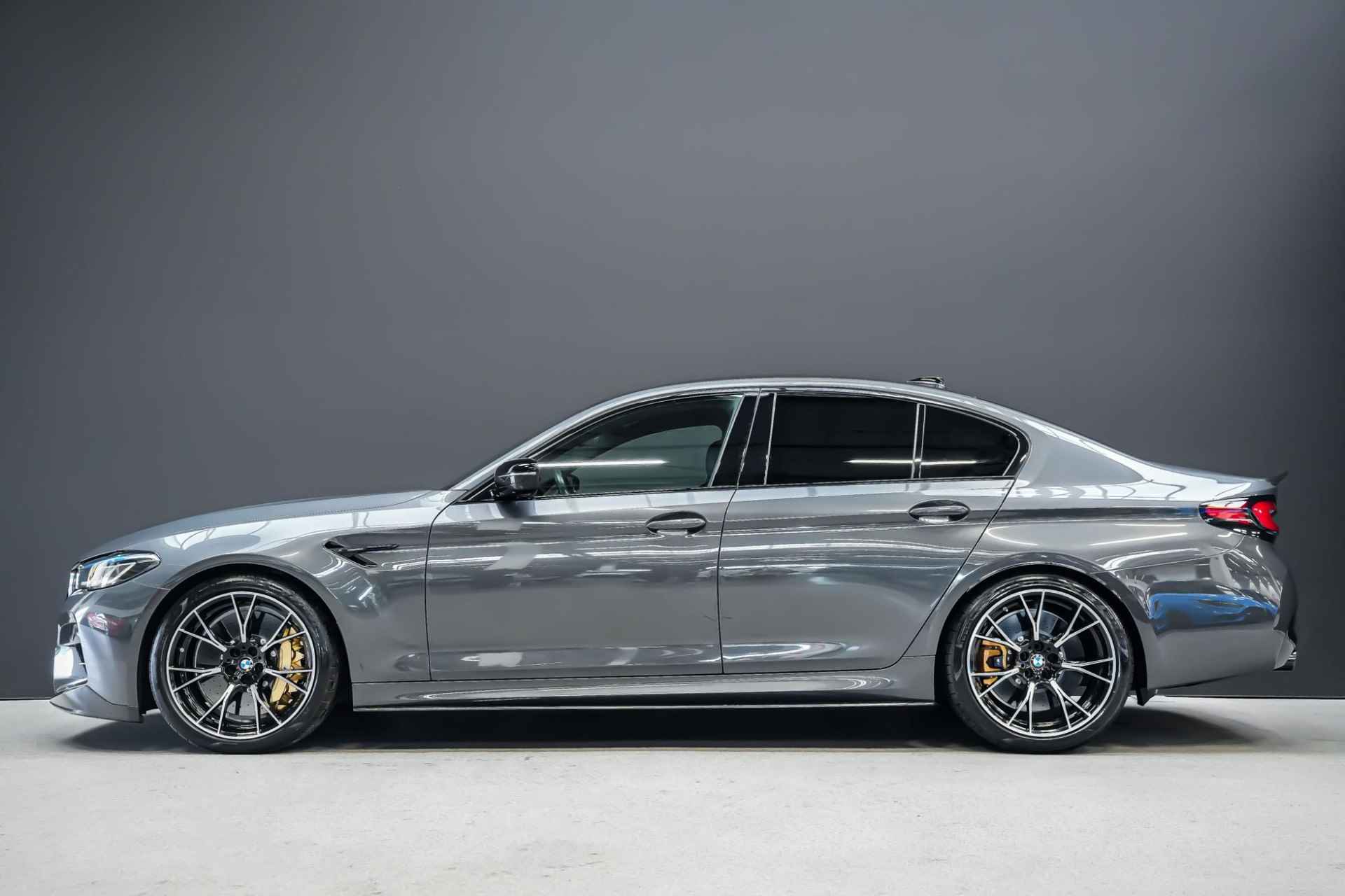 BMW M5 625pk Competition |org. nl|dealer onderhouden|carbon dak|keramische remmen|Bowers & Wilkens|hud|laser LED|elk. stoelen + massage|soft close|360 camera|20"| - 7/50