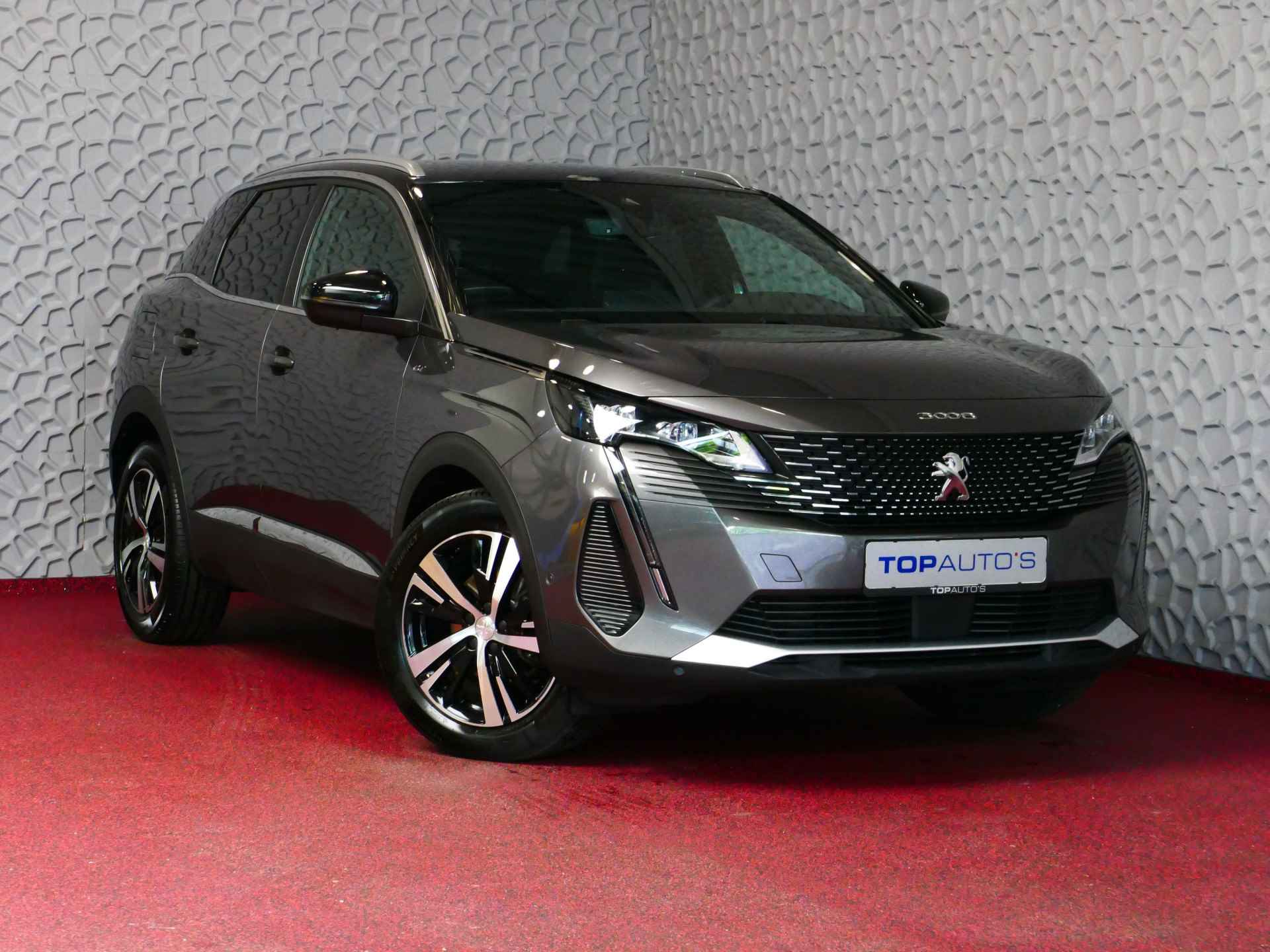 Peugeot 3008 130PK GT PACK LEER I-COCKPIT LED CARPLAY EUROPA.NAVI ELEK.KLEP CAMERA ADAP.CRUISE ZWARTE HEMEL. ALCANTARA/LEER BLINDSPOT. 2024 - 60/85