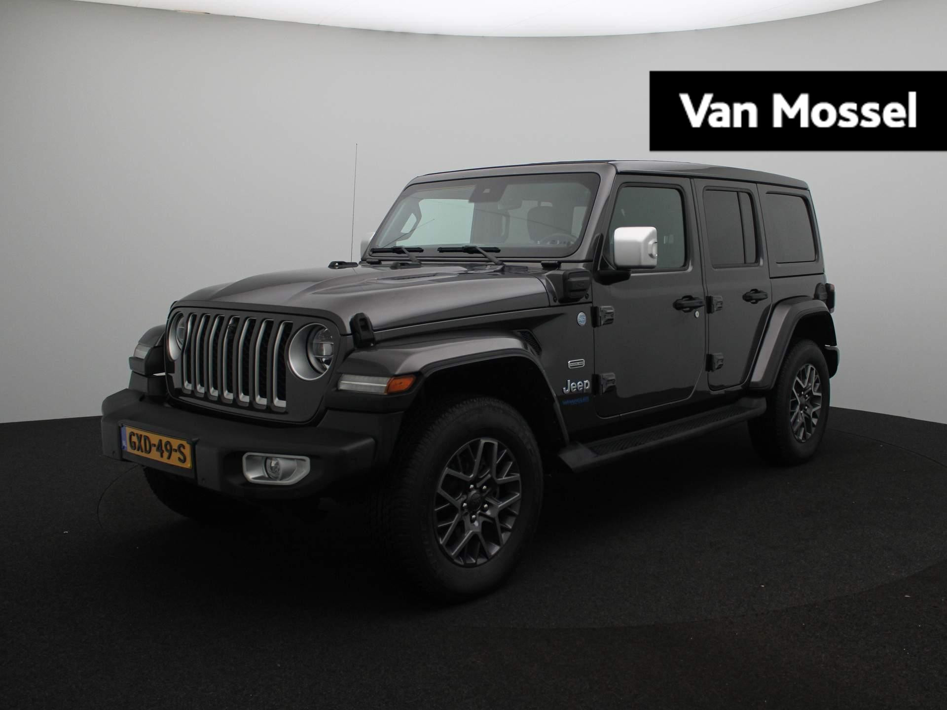 Jeep Wrangler Unlimited 4xe 380 Sahara | Cabrio/Schuifdak | Camera voor + achter | Lederen bekleding | Stoel+Stuurverwarming | Trekhaak afneembaar |