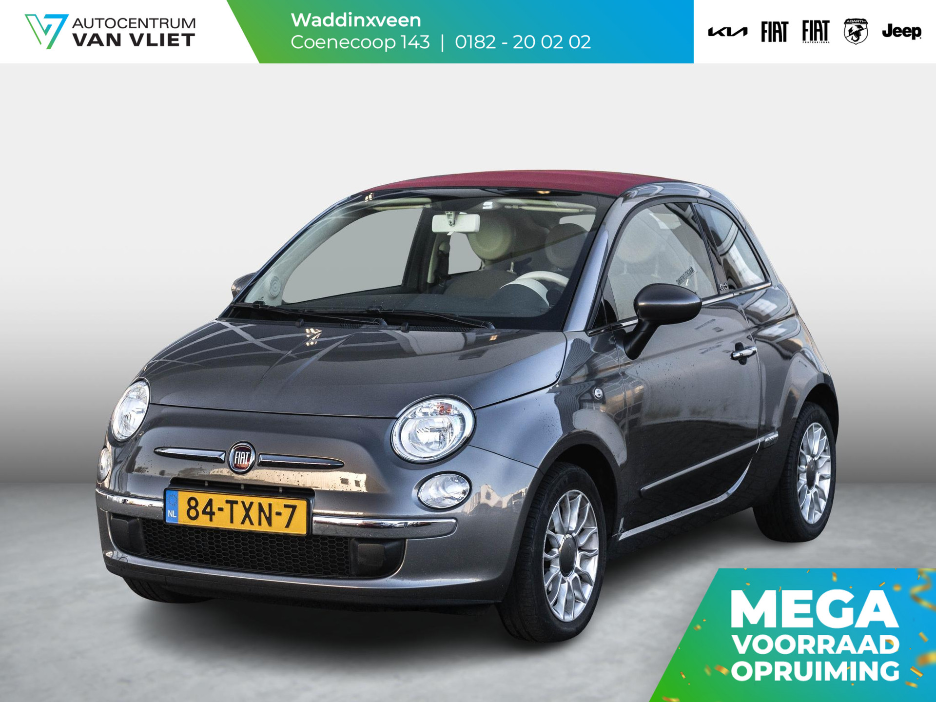 Fiat 500 C 1.2 Lounge | Airco | PDC | Ambiance Ivoor | Kap Rood