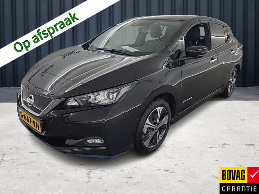 Nissan Leaf e+ Tekna 62 kWh 1e-Eig. NISSAN-Dealer-Onderh. BOVAG-Garantie. NL-AUTO. Leer, Navigatie/Apple-Carplay/Android-Auto, Parkeersensoren-V+A, 360-Camera, Spiegel-Pakket, Keyless-Entry/Start, Stoelverwarming-V+A, Dodehoeksensor, DAB, Leer/Stof, LM.-velgen-17Inch, Privacy-Glas