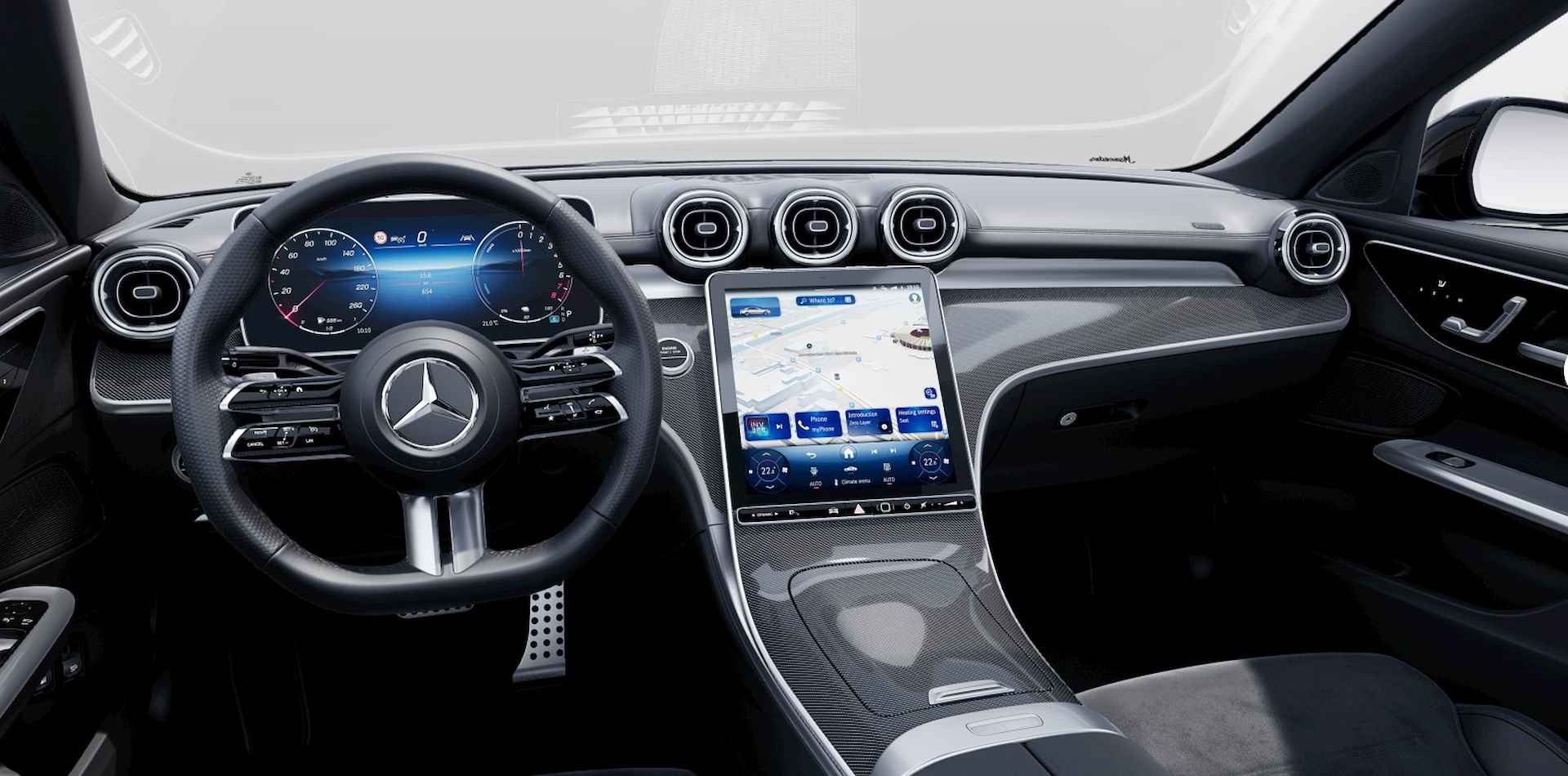 Mercedes-Benz C-Klasse C 300 e Star Edition AMG Line Automaat | Smartphone integratie | Distronic | Spoorassistent | Dodehoekassistent | Memory pakket  360 Camera | DAB+ | Stoelverwarming | Nightpakket | Spiegelpakket - 7/10