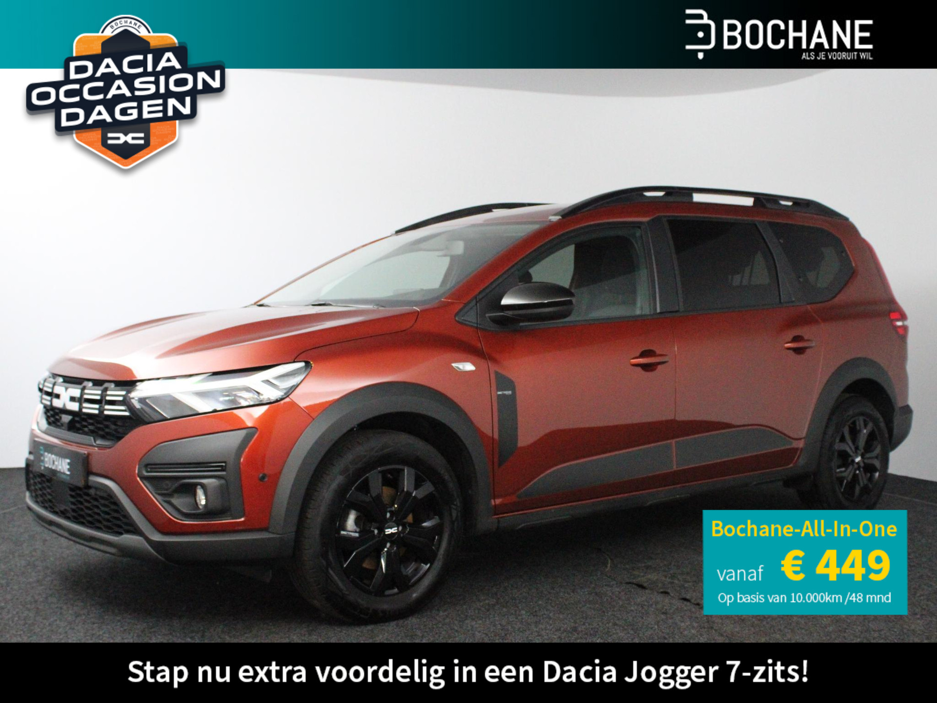 Dacia Jogger 1.0 TCe 100 ECO-G Extreme 7p. | 1e eigenaar + dealer onderhouden! | Trekhaak afn. | JBL | Navi | Clima | Cruise | Stoelverw. | PDC V+A + Camera | Apple Carplay/Android Auto