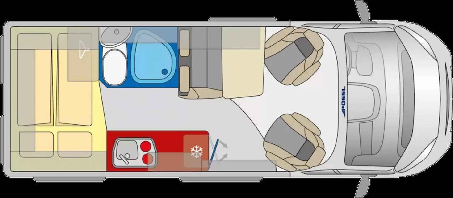 Pössl 2Win S Plus 600 D-Line 180 pk AUTOMAAT 9-Traps Euro6 Fiat Ducato **Slechts 6 meter/Groot dwarsbed/4 zitplaatsen/Luifel/Zonnepane - 5/69