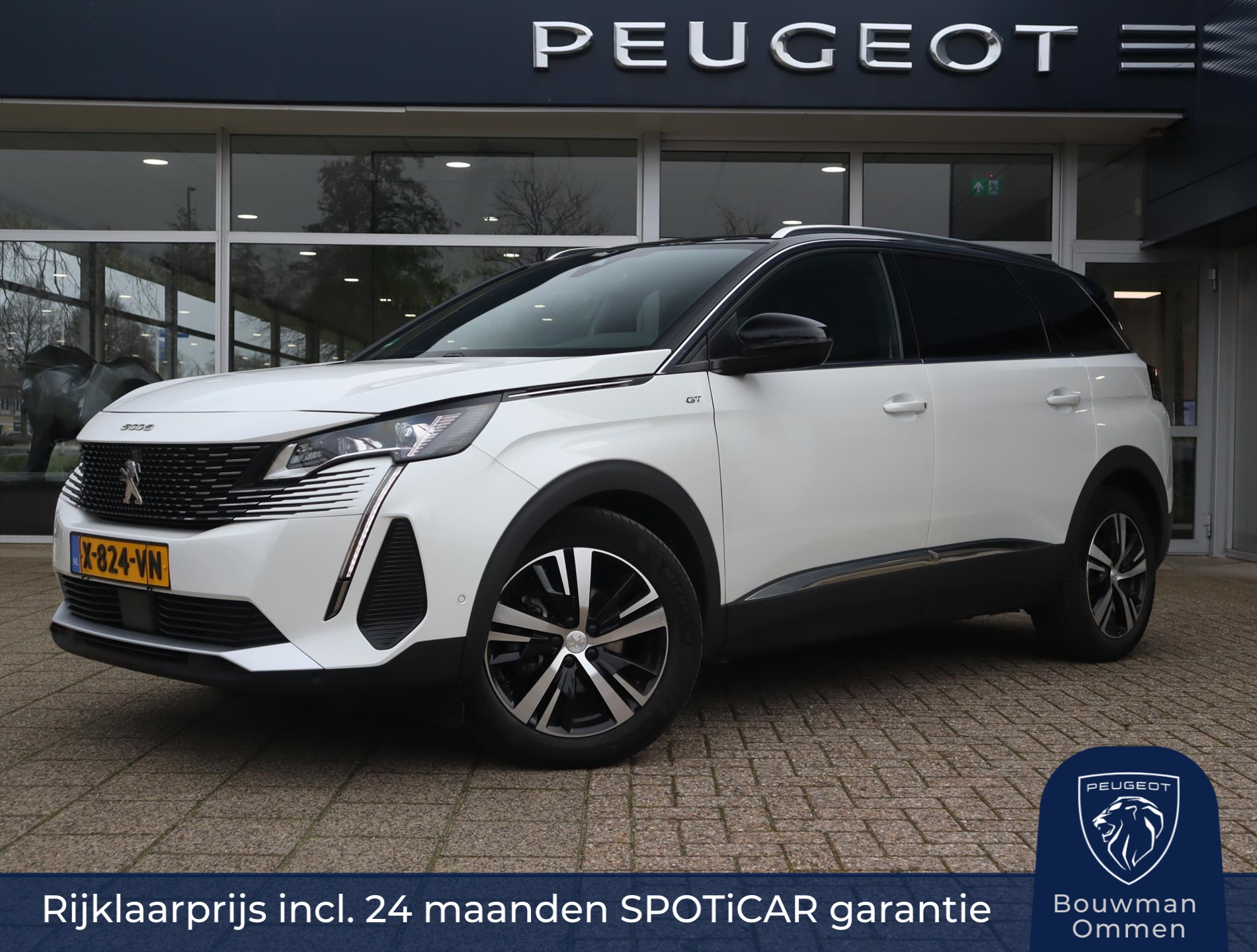 Peugeot 5008 SUV GT Hybrid 136pk e-DSC6 Automaat, Rijklaarprijs, Navigatie 360° Camera Adaptieve cruise control