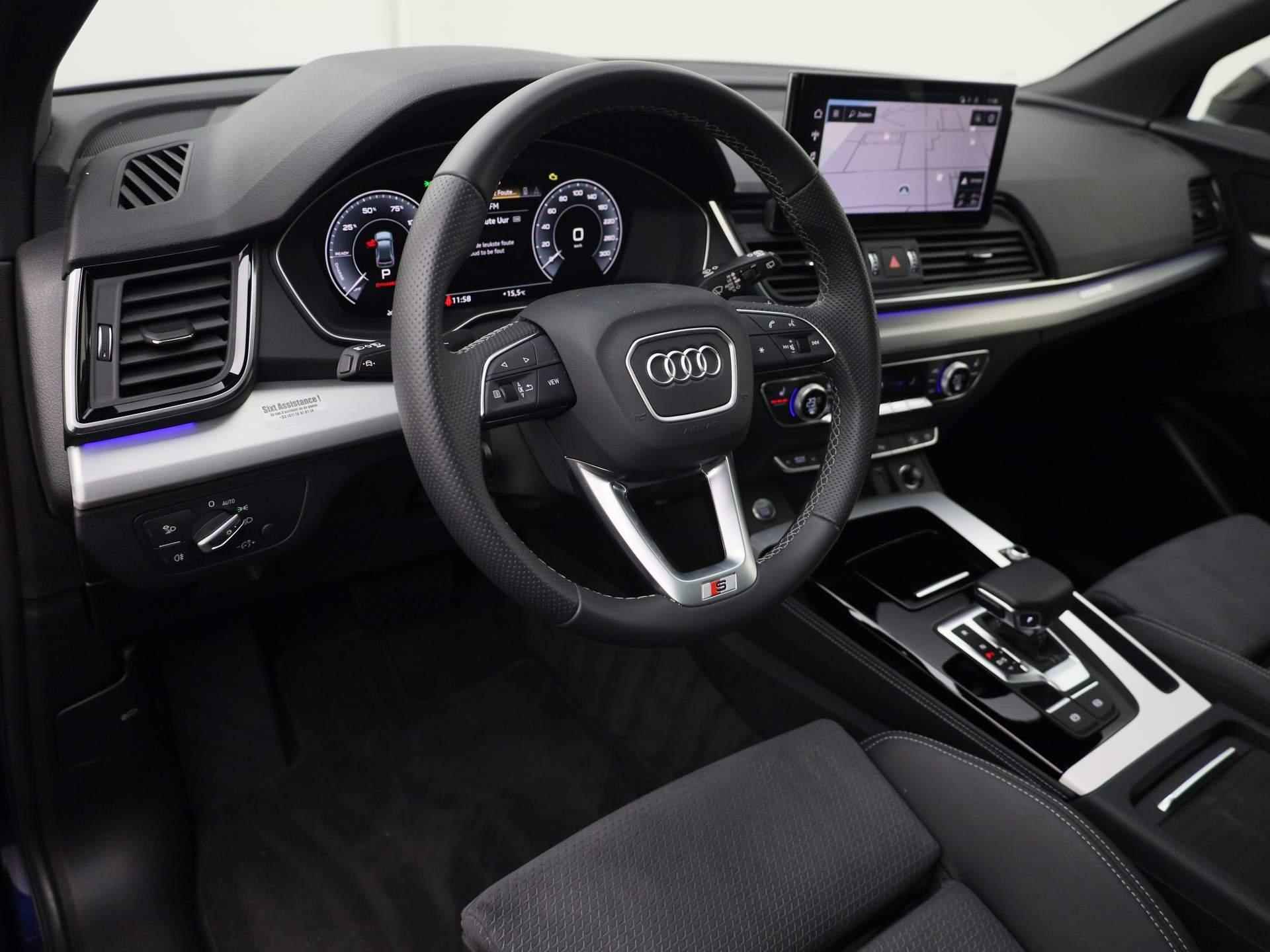 Audi Q5 55 TFSIe 270kW/299PK S Line · Panoramadak · Leder/ Stof · Stoel- & stuurverwarming · Garantie tot maart 2025 - 43/48