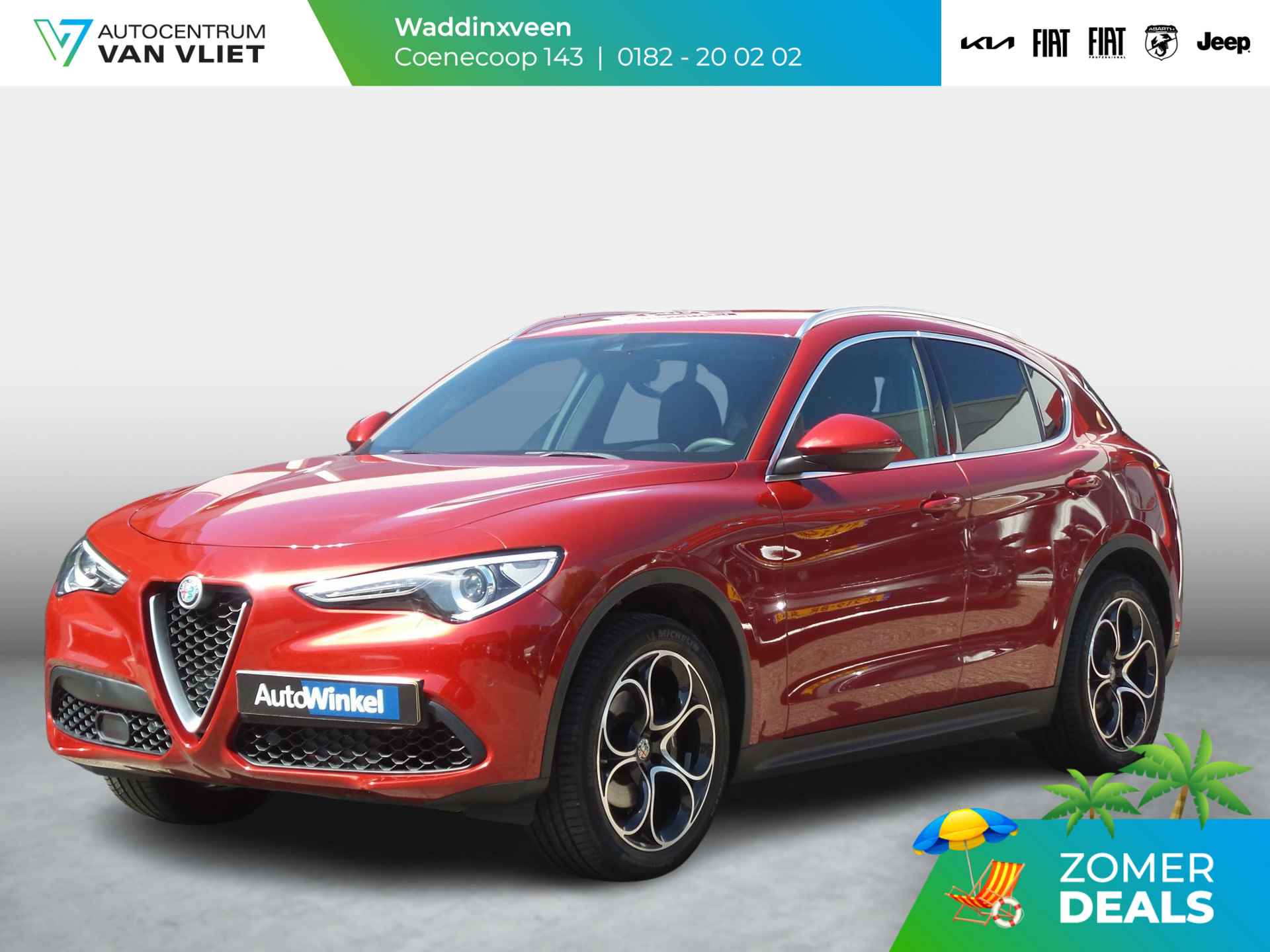 Alfa Romeo Stelvio 2.0 Turbo Aut. AWD 280pk Super | Veloce Int. Pack | Adapt. Cruise | Xenon | Dakrails | Apple Carplay | BSM | Achterbank Verwarming | Rosso Comp. - 1/30