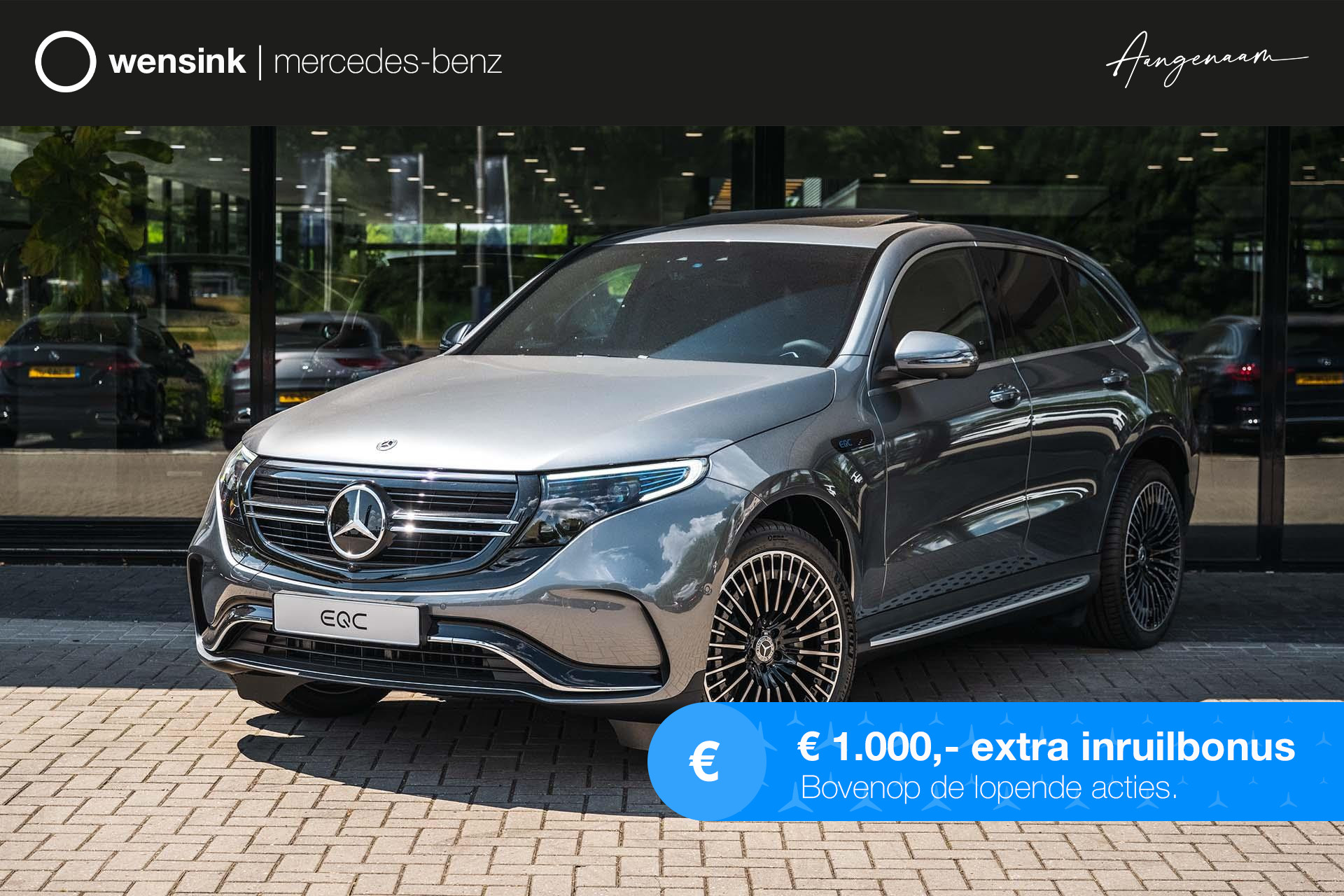 Mercedes-Benz EQC 400 4MATIC AMG Line | Panorama-schuifdak | Trekhaak | Memory-pakket | Treeplanken | Stoelverwarming | Sfeerverlichting