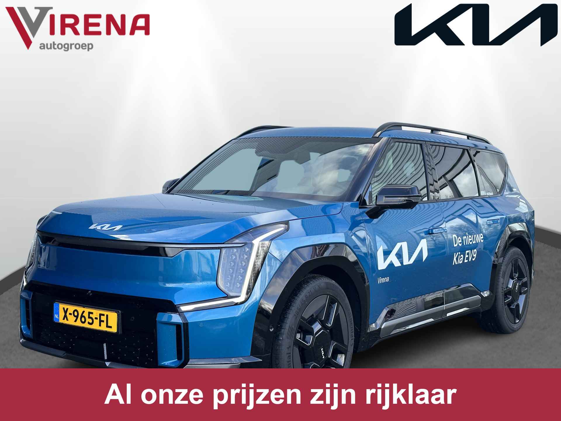 Kia EV9 Launch Edition GT-Line AWD 100 kWh - Uit voorraad leverbaar - Navigatiesysteem 12,3 inch scherm - Batterijverwarming - Digitale Key - Head-up display - Bi-directioneel laden & Slimladen (V2G/V2H) - Fabrieksgarantie Tot 2030 - 1/63