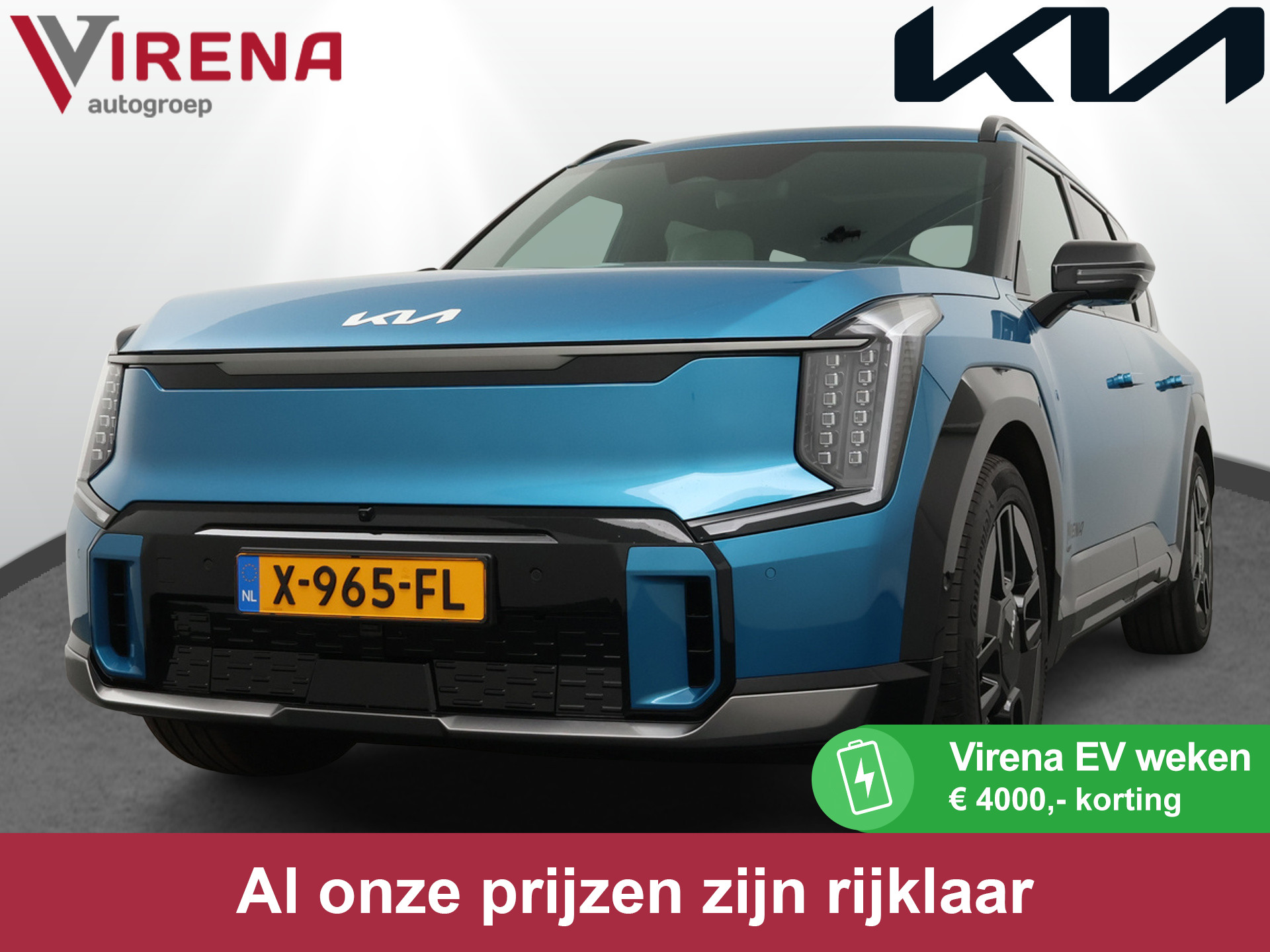 Kia EV9 Launch Edition GT-Line AWD 100 kWh * Rijdende Demo * - Navigatiesysteem 12,3 inch scherm - Batterijverwarming - Digitale Key - Head-up display - Bi-directioneel laden & Slimladen (V2G/V2H) - Fabrieksgarantie Tot 2030