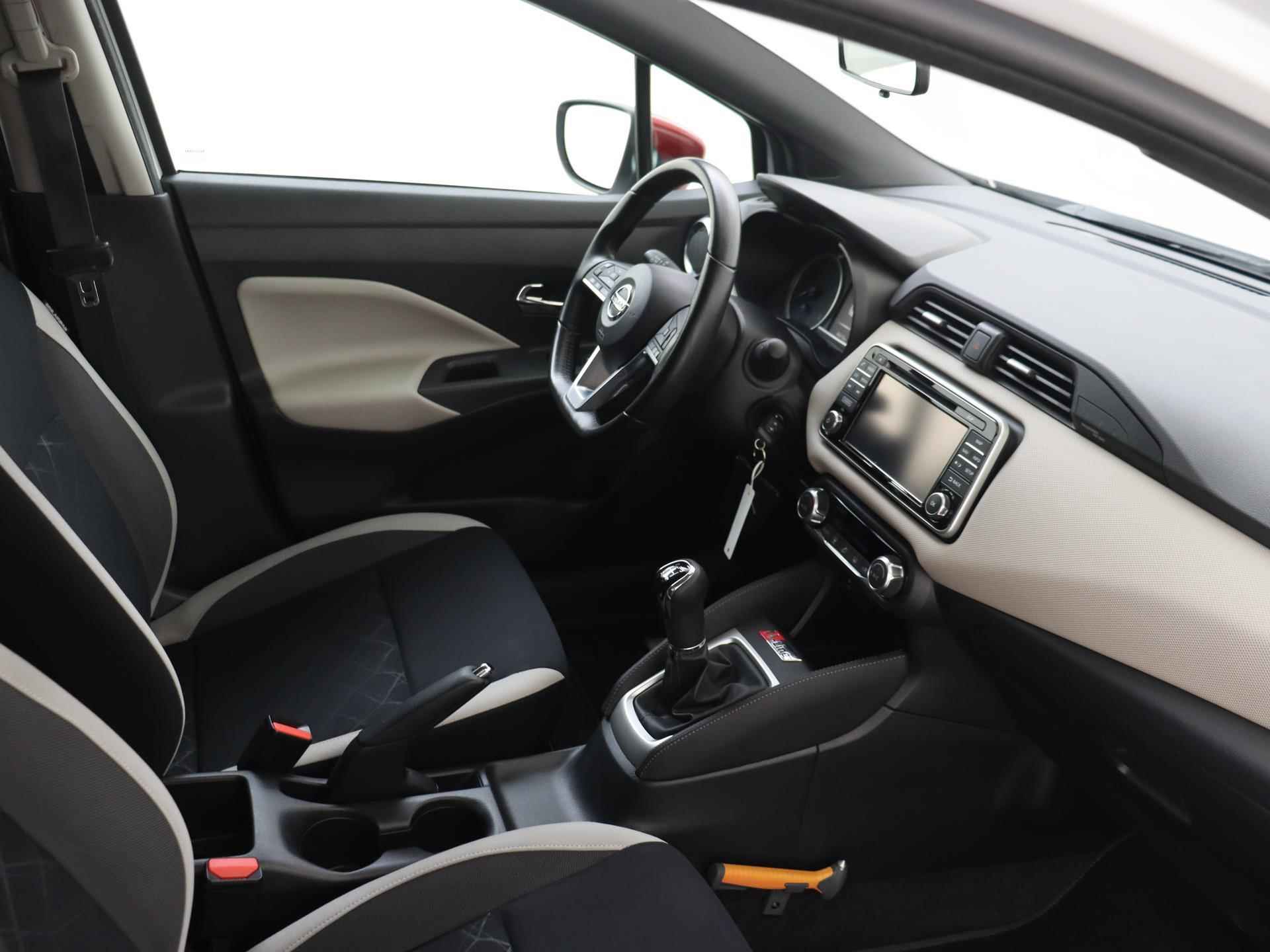 Nissan Micra 0.9 - 90PK IG-T N-Line Sport | Navigatie | Camera | Cruise Control | Climate Control  | Parkeersensoren | Licht & Regen Sensor | LED Dagrijverlichting | Bluetooth Audio/Telefoon | Electrische Ramen | Centrale Deurvergrendeling | 17 inch Velgen | - 18/24