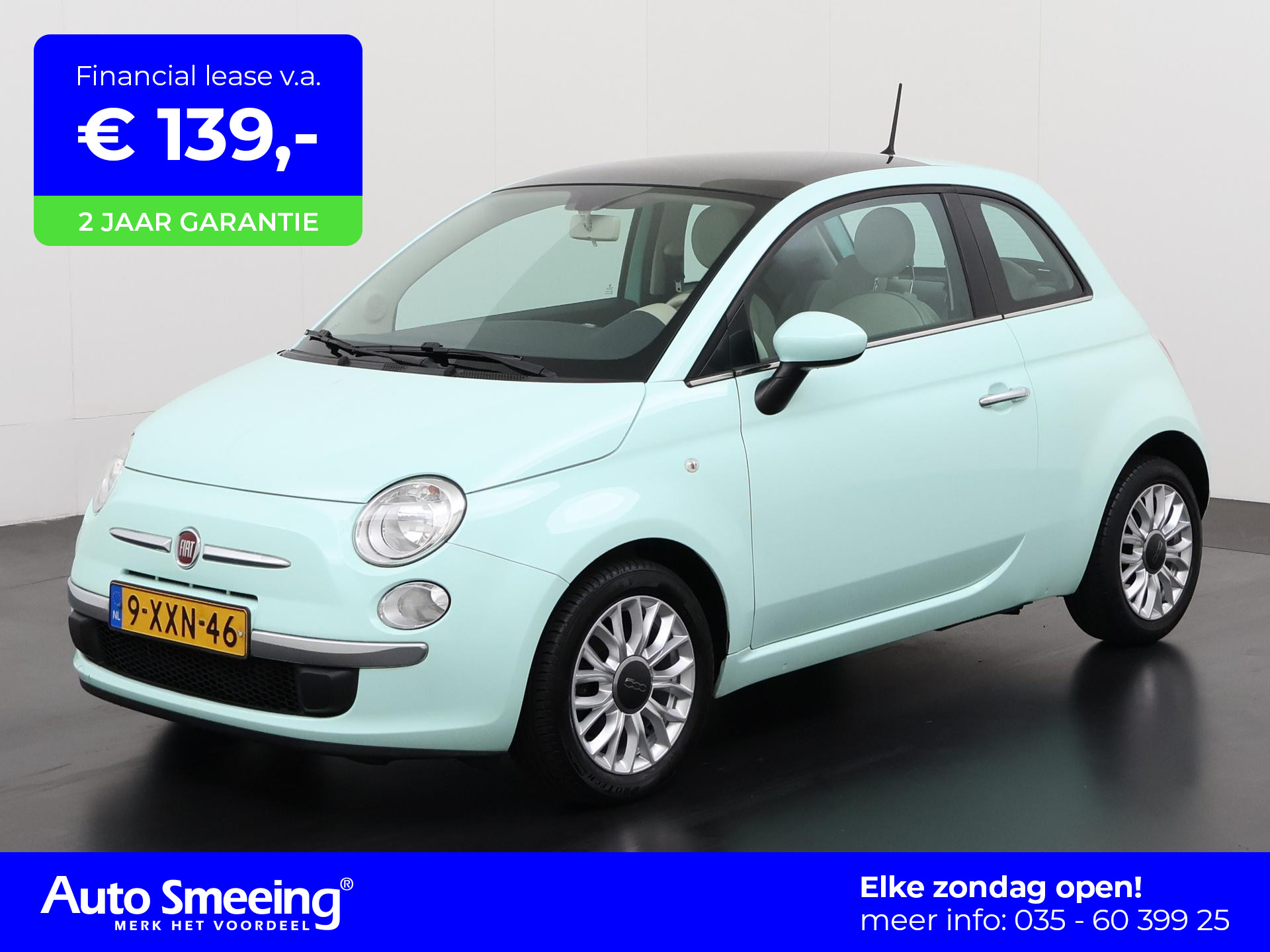 Fiat 500 0.9 TwinAir Turbo Lounge Automaat | Panoramadak | Parkeersensor | Lichtmetalen Velgen | Zondag Open!