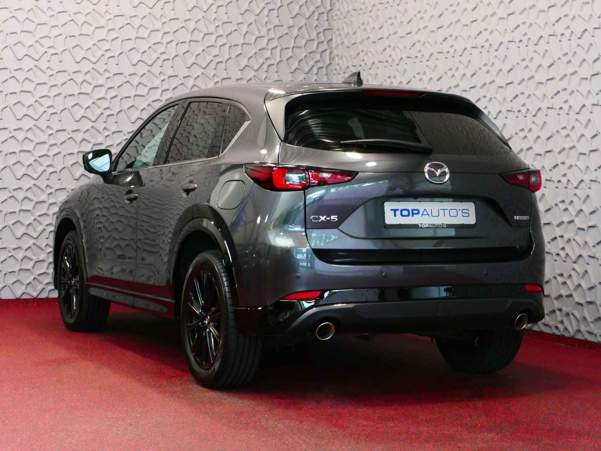 Mazda CX-5 E-SKYACTIV MHEV 2.0 165 PK HOMURA LEER BOSE ELEK.KLEP HEADUP 360.CAMERA 19''LMV FULL LED CARPLAY NAVI STOEL/STUUR VERW. STOELKOE 06/2024 - 2/64