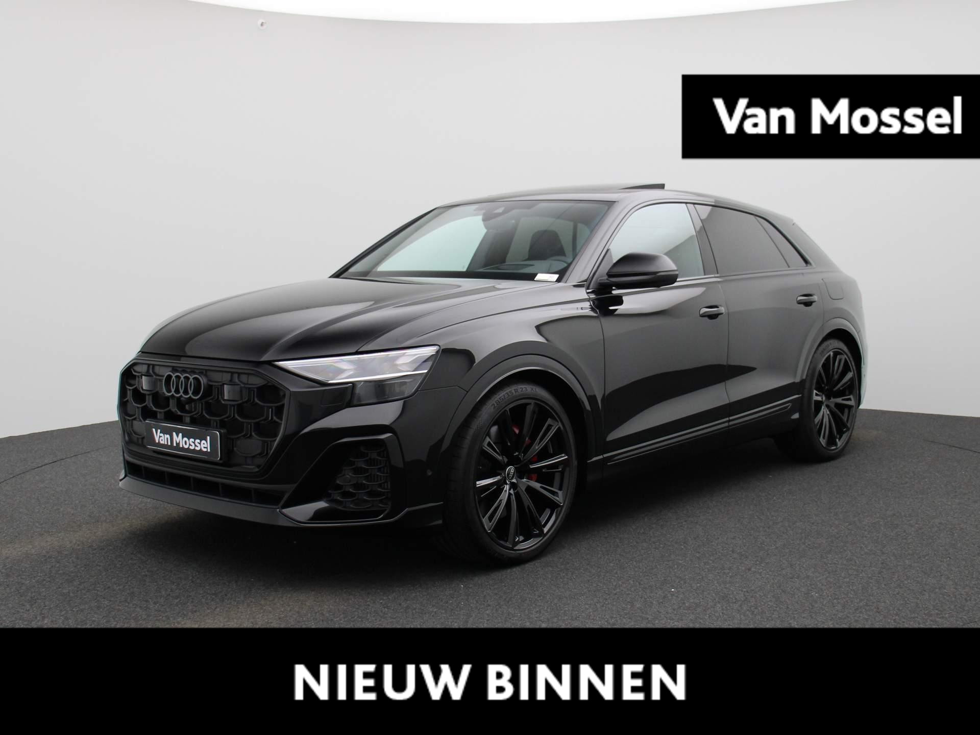 Audi Q8 60 TFSI e quattro Pro Line S Competition 490 PK | S-line | Automaat | Navigatie | 360 Camera | Panoramadak | Luchtvering | Adaptive Cruise Control | Trekhaak | Vierwielbesturing | Stoelverwarming | Virtual Cockpit | Laser LED Matrix | Lichtmetalen velgen | Privacy glass |