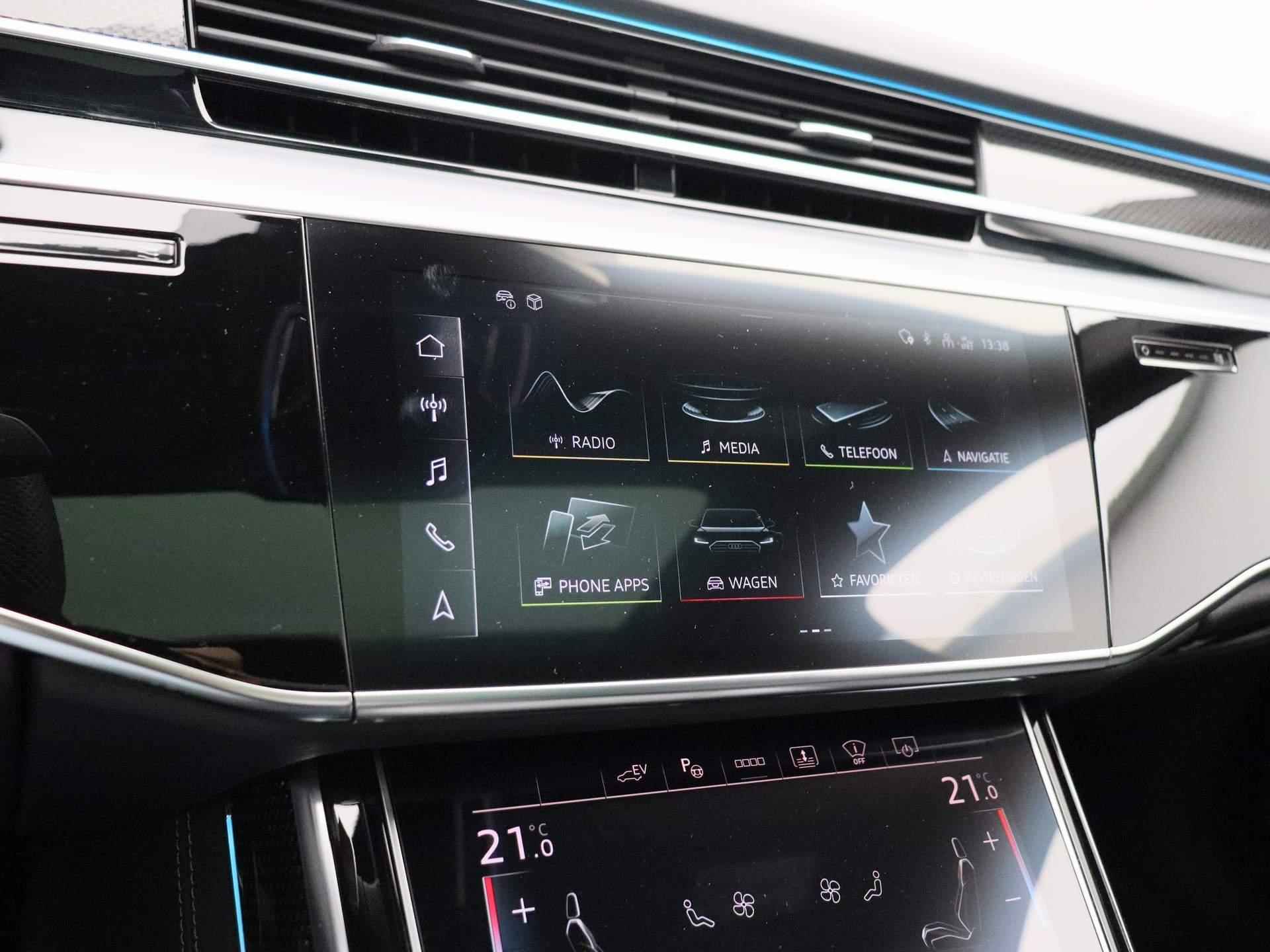 Audi A8 60 TFSI e quattro Lang 462 PK | S-line | Automaat | Navigatie | 360 Camera | Panoramadak | Adaptive Cruise Control | Luchtvering | Stoelventilatie | Stoelverwarming | Head-Up Display | HD LED Matrix | Lichtmetalen velgen | - 35/63