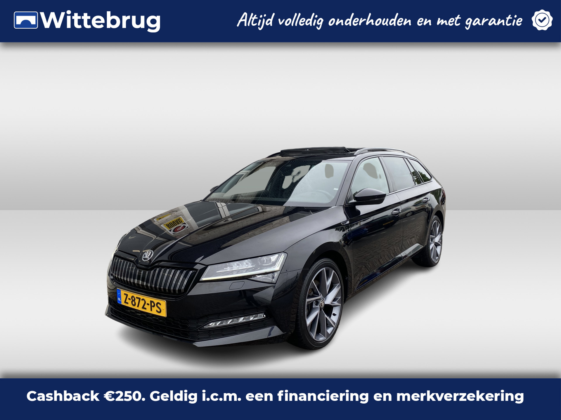 Škoda Superb Combi 1.4 TSI iV Sportline Business / AUTOMAAT/ PANO/ PARK. SENSOREN/ CRUISE/ STOEL VERWARM V EN A/ MEMORY SEATS/ STUUR VERWARM./ KEYLESS/ APP CONNECT/ NAVI/ CLIMA/ DAB/ 19" LMV/