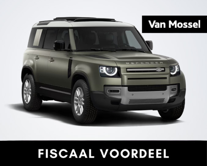 Land Rover Defender 110 2.0 P300e 110 S | BPM Voordeel | Satin Matte folie | El. Schuifdak | El. Trekhaak | Meridian | Khaki bekleding | Verwarmde zitplaatsen