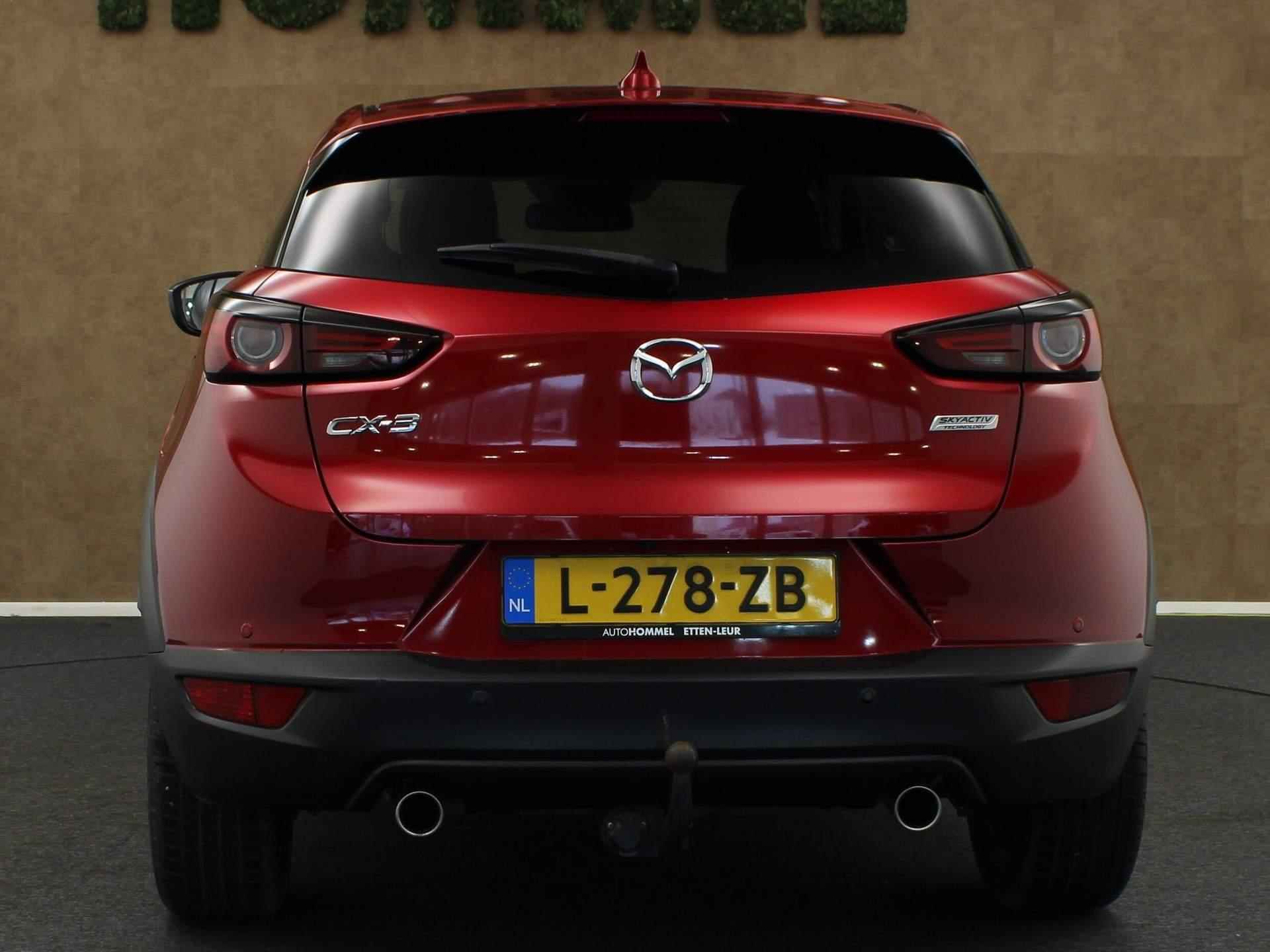 Mazda CX-3 2.0 SkyActiv-G 120 GT-M -NAVIGATIE - VASTE TREKHAAK- TREKGEWICHT 1200 KG- CLIMATE CONTROL - HEAD UP DISPLAY - VOORSTOELEN VERWARMD - PARKEERSENSOREN VOOR/ ACHTER - BLUETOOTH - 18 INCH LICHT METALEN VELGEN - 7/42