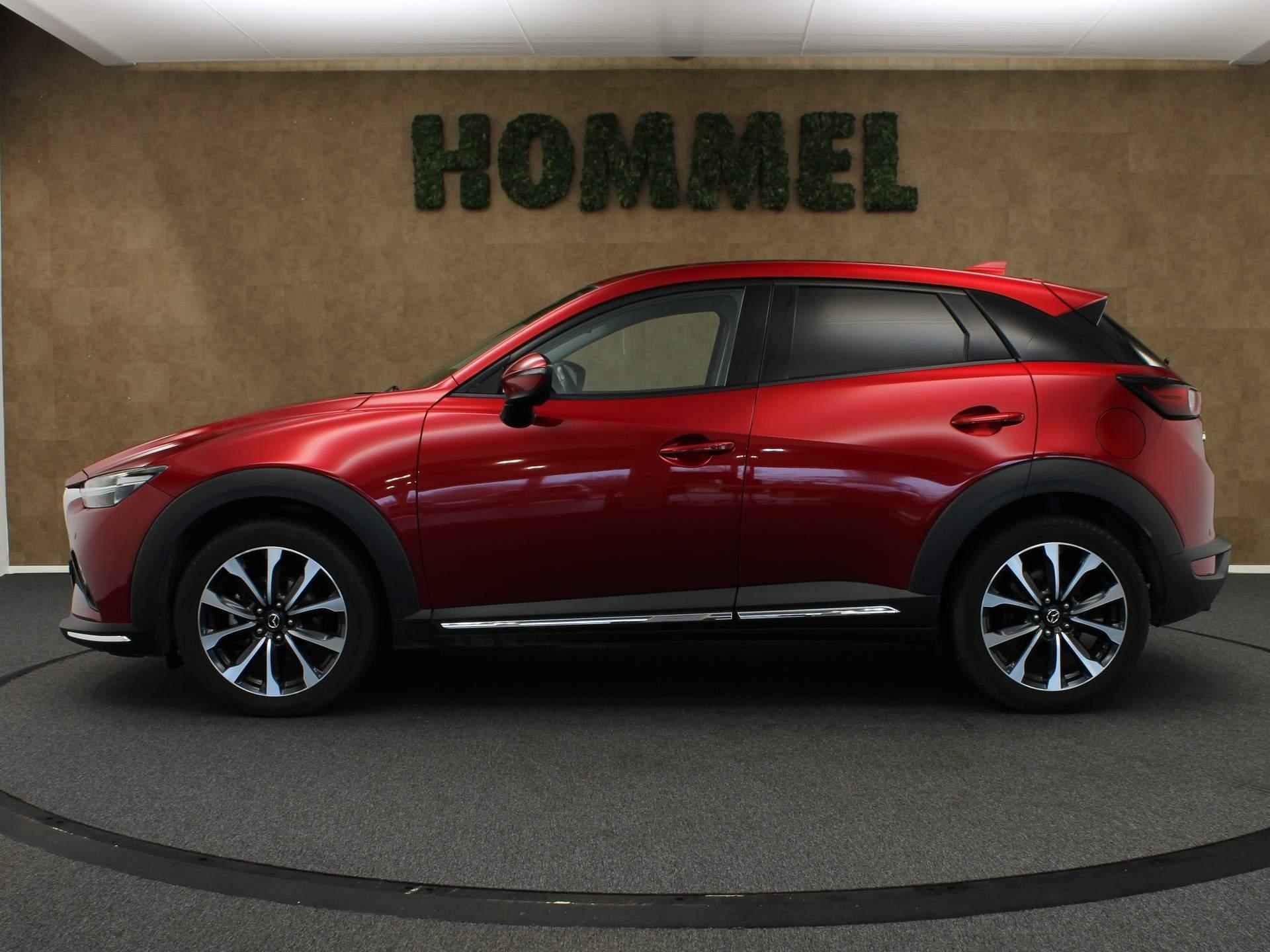 Mazda CX-3 2.0 SkyActiv-G 120 GT-M -NAVIGATIE - VASTE TREKHAAK- TREKGEWICHT 1200 KG- CLIMATE CONTROL - HEAD UP DISPLAY - VOORSTOELEN VERWARMD - PARKEERSENSOREN VOOR/ ACHTER - BLUETOOTH - 18 INCH LICHT METALEN VELGEN - 8/42