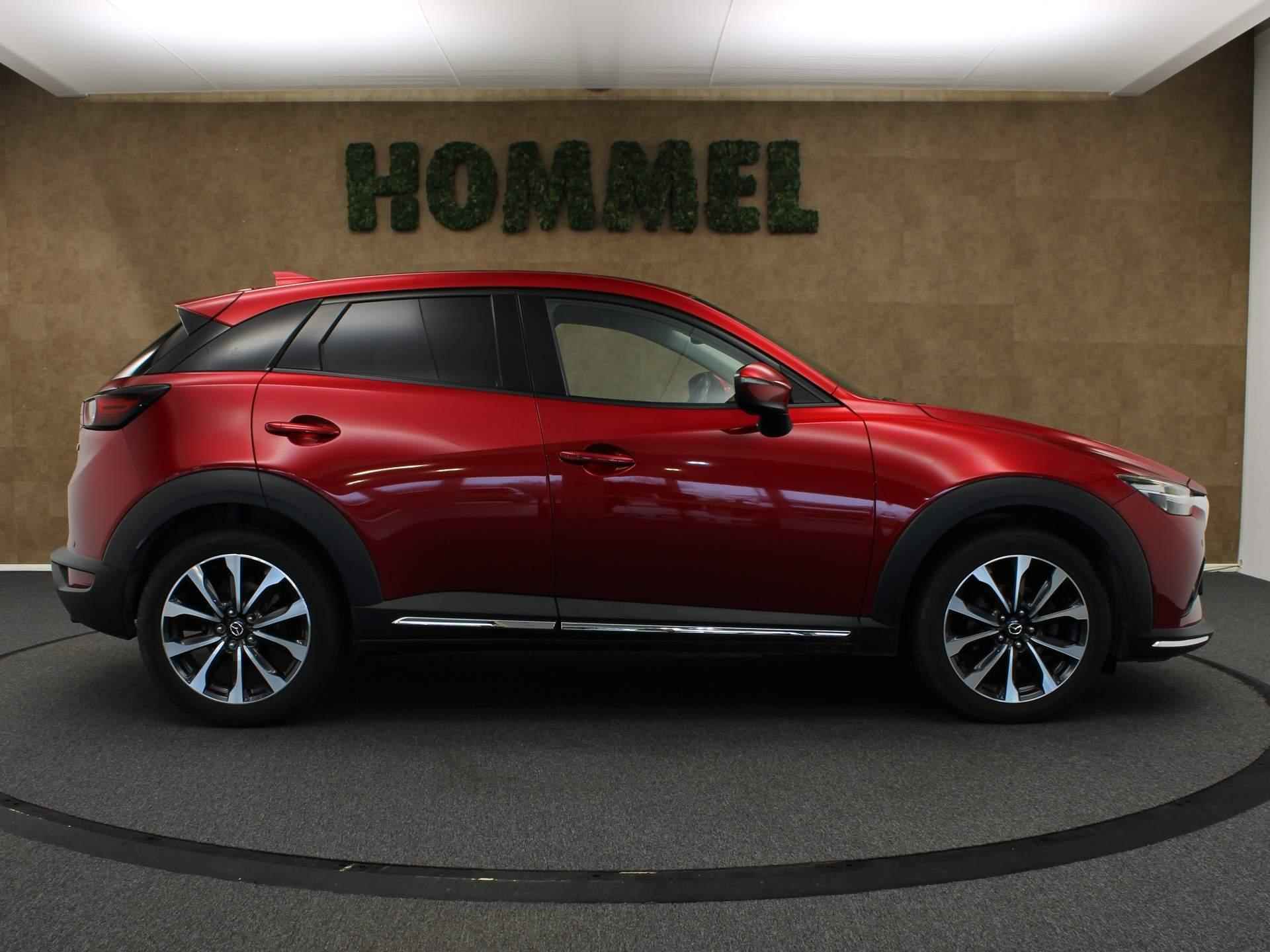 Mazda CX-3 2.0 SkyActiv-G 120 GT-M -NAVIGATIE - VASTE TREKHAAK- TREKGEWICHT 1200 KG- CLIMATE CONTROL - HEAD UP DISPLAY - VOORSTOELEN VERWARMD - PARKEERSENSOREN VOOR/ ACHTER - BLUETOOTH - 18 INCH LICHT METALEN VELGEN - 9/42