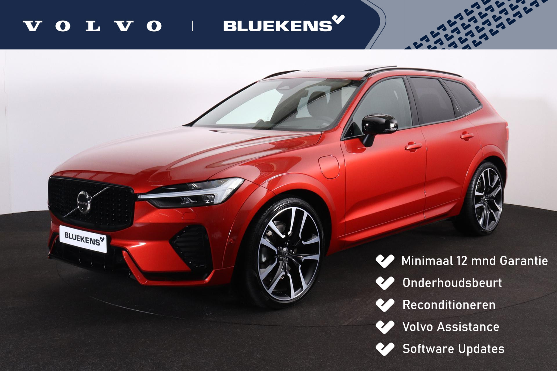 Volvo XC60 T6 Recharge AWD Ultimate Dark - LONG RANGE - Luchtvering - Panorama/schuifdak - IntelliSafe Assist & Surround - Bowers & Wilkins audio - 360º Camera - Verwarmde voorstoelen, stuur & achterbank - Parkeersensoren voor & achter - Elektr. bedienb. voorstoelen met geheugen - Head up display - Draadloze tel. lader - Extra getint glas - Elektr. inklapbare trekhaak - 22' LMV