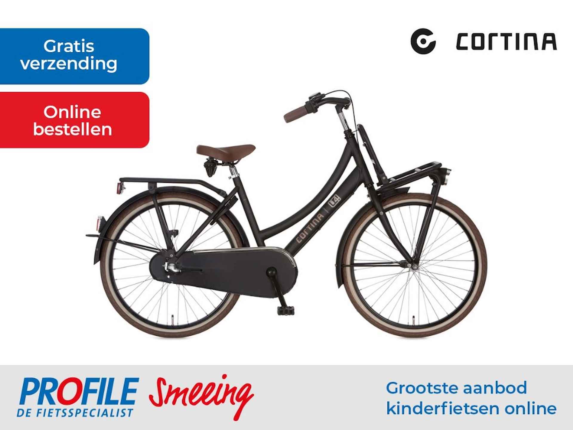 Cortina U4 Mini - M26 - Transportfiets - Mat zwart - 3 versnellingen