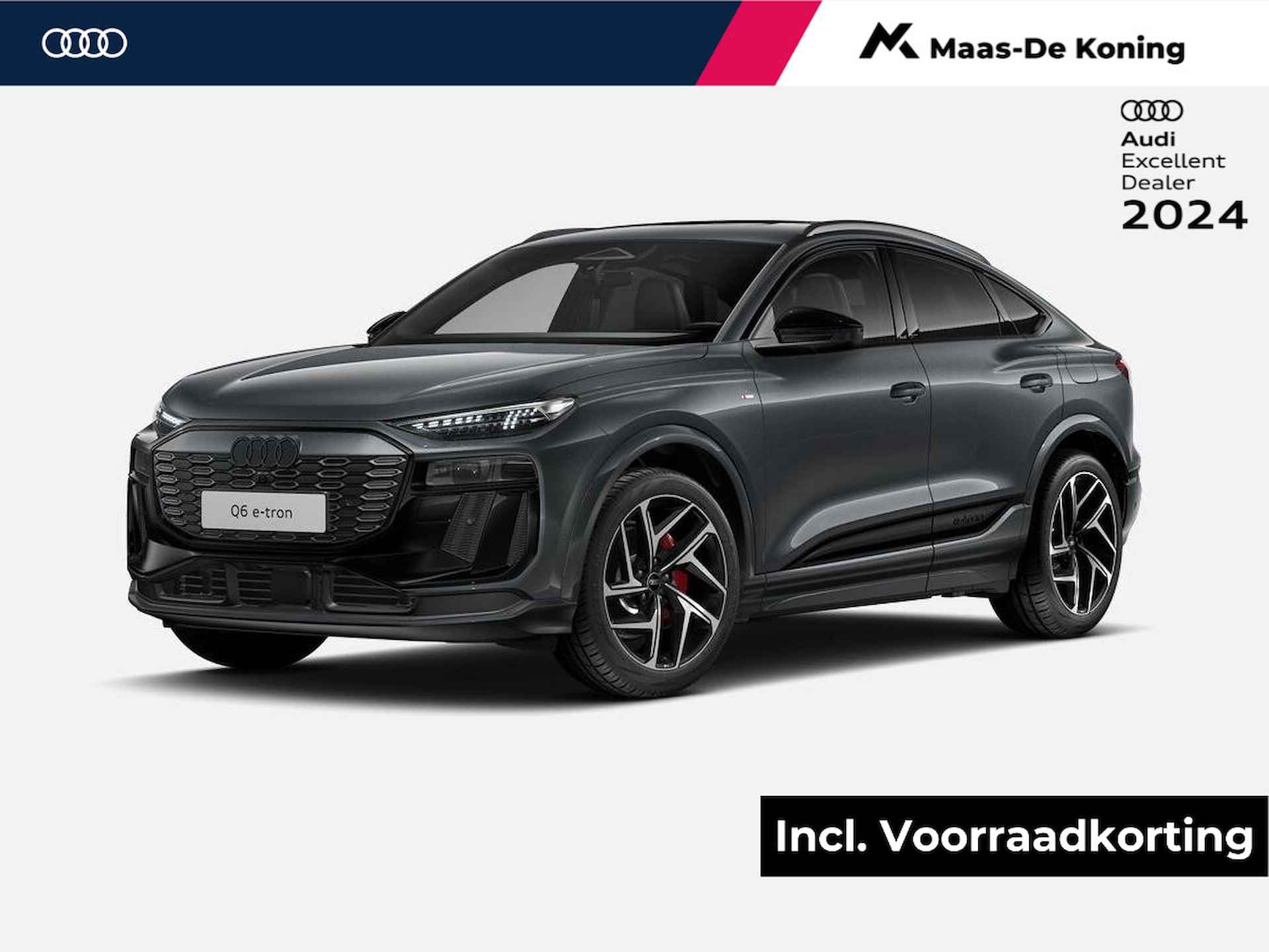 Audi Q6 e-tron Sportback S Edition e-tron perf 306pk 100Kwh · 21" LM Velgen · Sportstoel s plus rode stiksels · Tech Pro · Glazen panoramadak · MMi Experience Pro