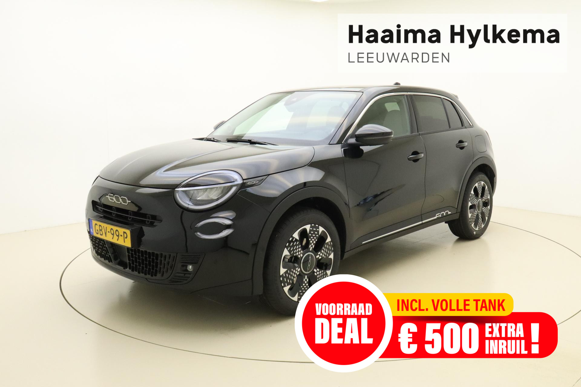 Fiat 600 1.2 Hybrid 100 La Prima | Navigatie | Apple carplay/Android auto | Sfeerverlichting | Lederen bekleding | Stoelverwarming | Massage stoel | Elektrische achterklep