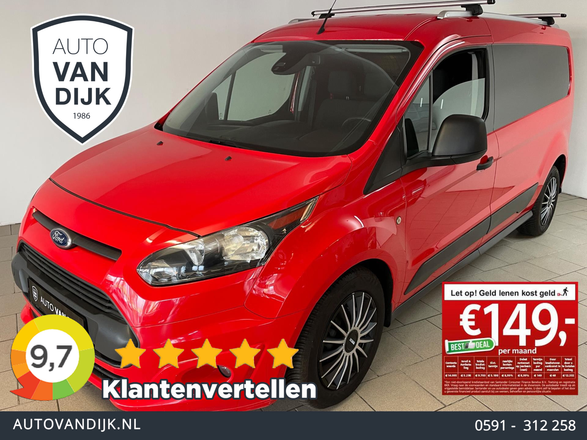 Ford Transit Connect 1.0 Ecoboost L2 Trend 3 ZITS AIRCO BLUETOOTH ELEK RAMEN CENT VERG TREKHAAK ZIJDEUR ZEER NETTE BEDRIJFSAUTO