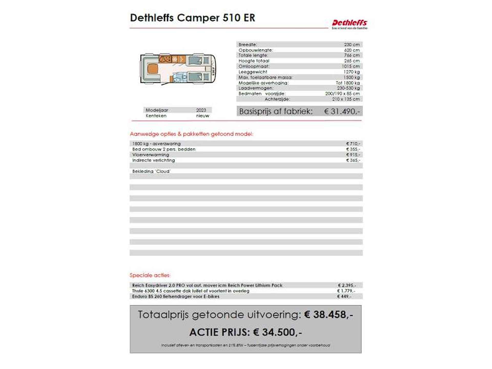 Dethleffs Camper 510 ER MOVER-LUIFEL-FIETSENDRGR - 3/17