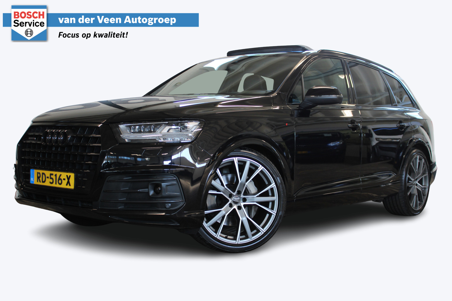 Audi Q7 3.0 TDI quattro Pro Line S 7p | S-line interieur/exterieur | Adaptive cruise | Climate control | Stoelverwarming voor + achter | Schuif/kantel dak | Soft-close | Trekhaak elektrisch uitklapbaar | Bomvol! |