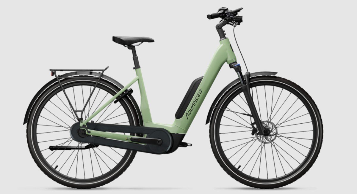 Advanced Ebike Das Original TOUR Plus Wave 55 / 545 Wh / Intuvia 100 Lage instap Basil Green Glossy 55cm 2024