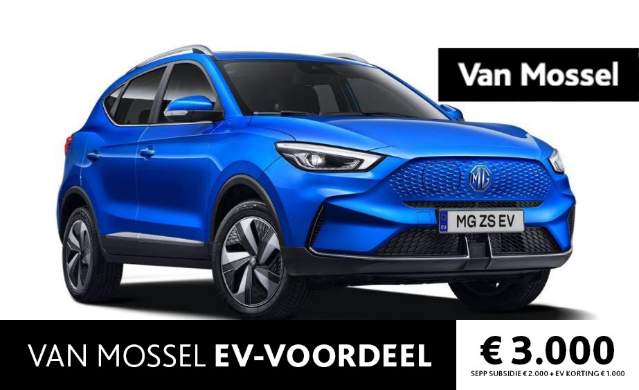 MG ZS EV Long Range Luxury 70 kWh Como Blue  ACTIE voorraad registratiekorting / ( Subsidie particulier € 2.000,= ) diverse kleuren op voorraad !!!!