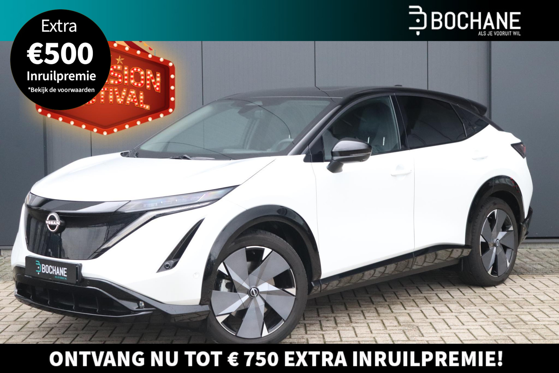 Nissan Ariya e-4ORCE Evolve 91 kWh AutoPilot Cruise Control | PDC | Camera | Navigatie | Stoel Verwarming / Koeling | Schuif-/Kanteldak | Lichtmetaal |