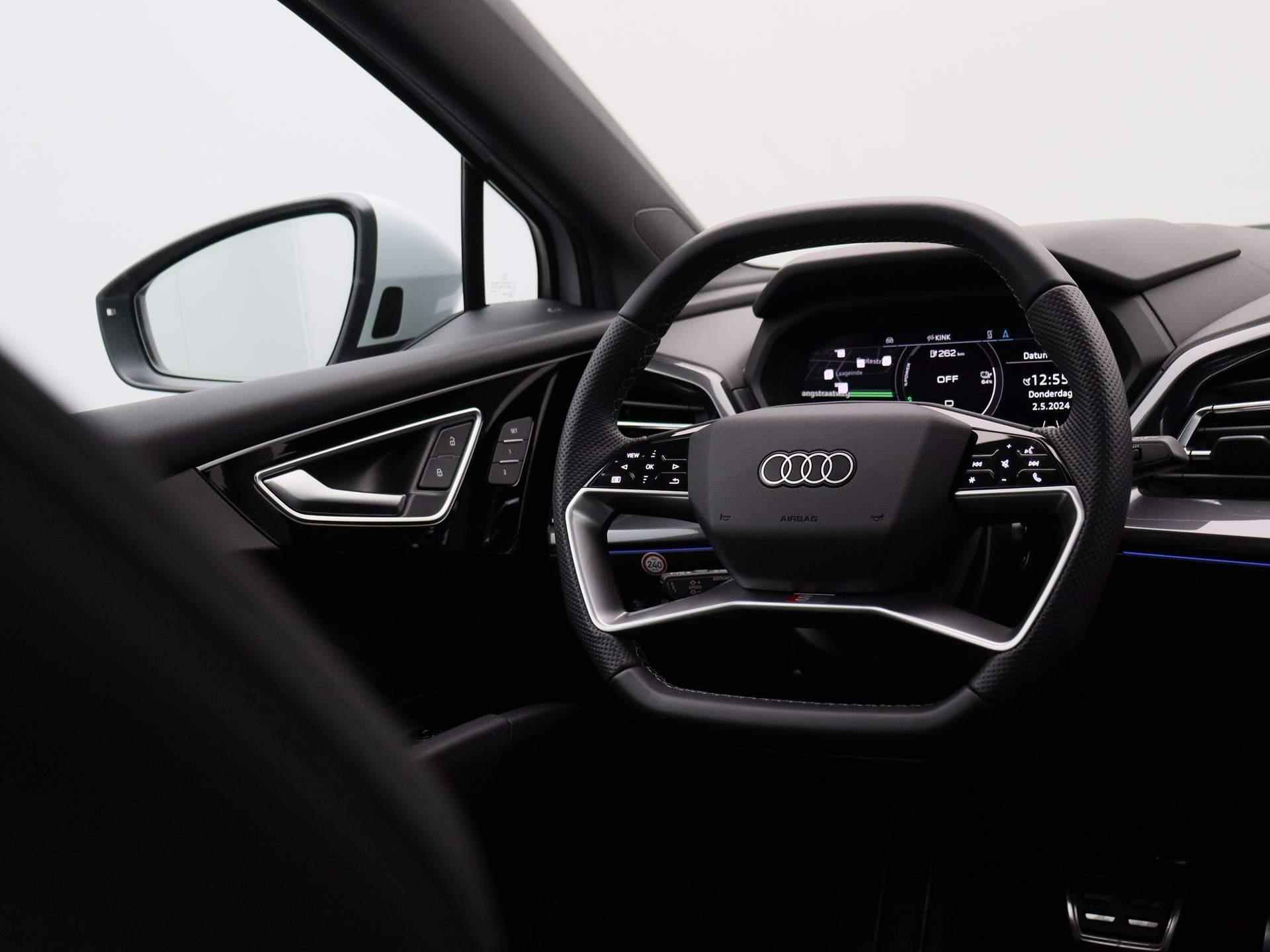 Audi Q4 e-tron 50 quattro S edition 82 kWh 299 PK | S-line | Automaat | Navigatie | Camera | Panoramadak | Adaptive Cruise Control | Climate Control | Stoelverwarming | Virtual Cockpit | LED Matrix | Lichtmetalen velgen | Privacy glass | - 12/56