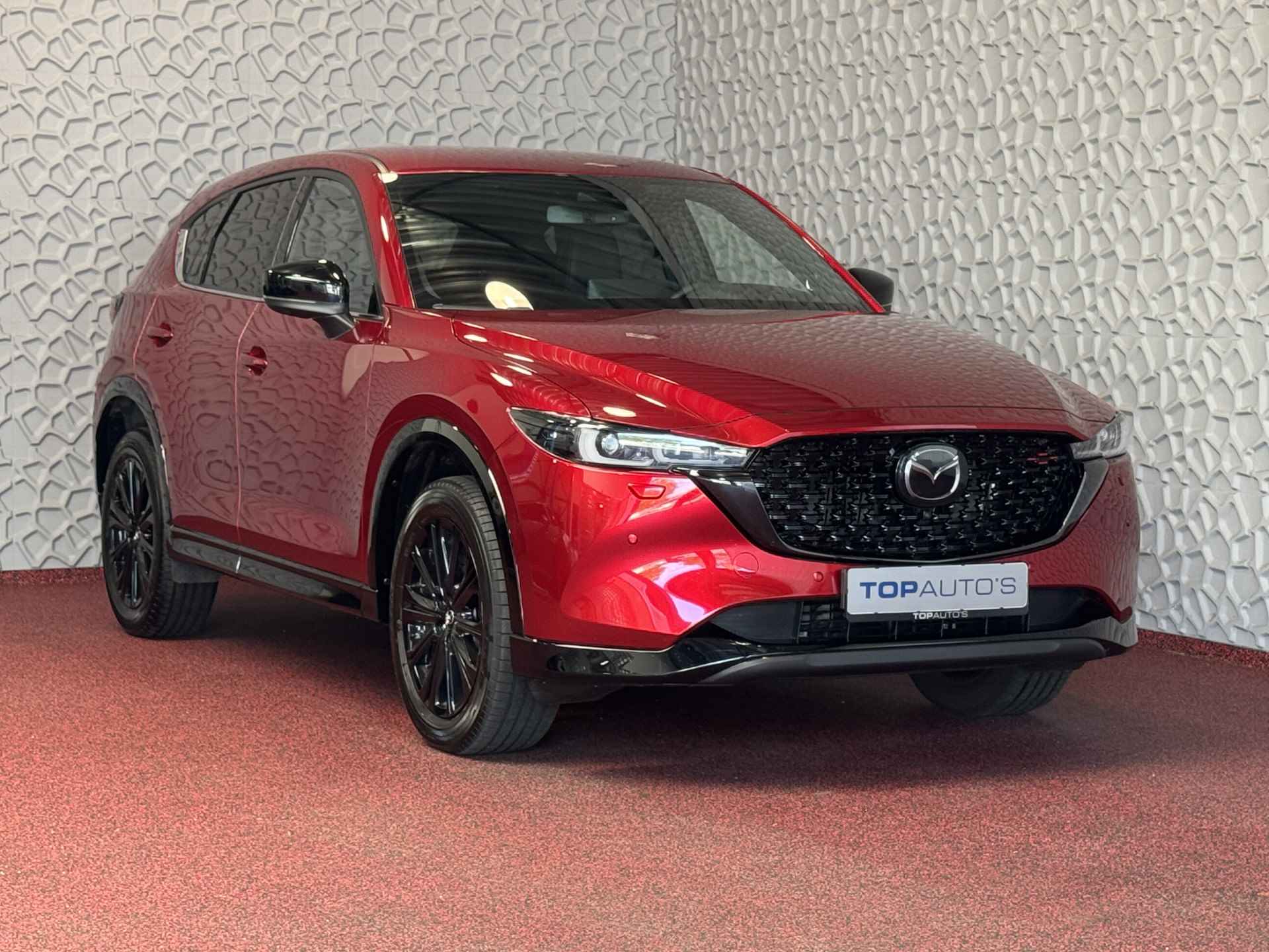 Mazda CX-5 E-SKYACTIV MHEV 2.0 165 PK HOMURA LEER BOSE ELEK.KLEP HEADUP 360.CAMERA 19''LMV FULL LED CARPLAY NAVI STOEL/STUUR VERW. STOELKOE 04/2024 - 42/68