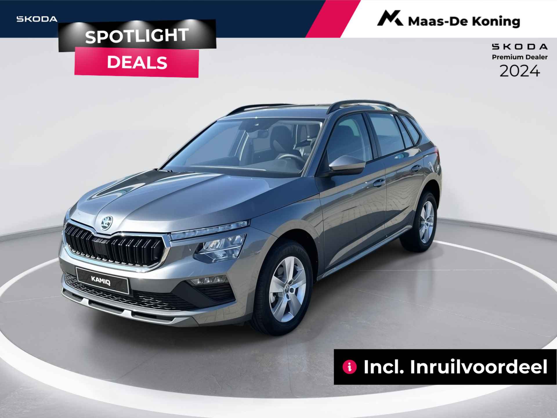 Škoda Kamiq Selection 1.0 85 kW / 115 pk TSI SUV 6 versn. Hand | Metallic lak | wegklapbare trekhaak | 16'' lichtmetalen | Privateleasedeal 331,- 24MND / 10000km Incl inruilvoordeel - 1/8