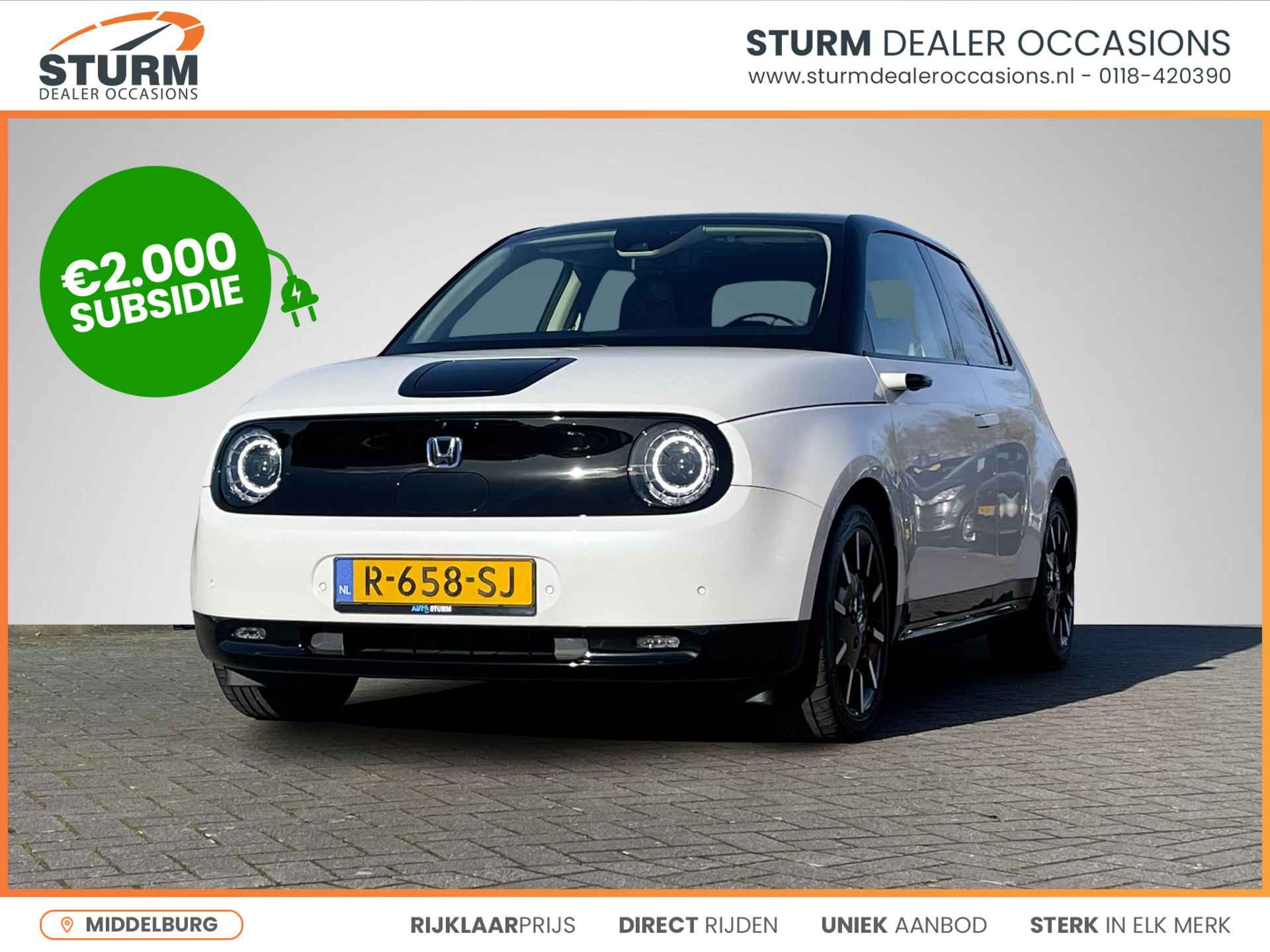 Honda e Advance 16" *€2.000 SUBSIDIE MOGELIJK!* | Panoramadak | Navigatie | 360° Camera | Stuur- + Stoelverwarming | Adapt. Cruise Control | Binnen- + Buitenspiegels Digitaal | Rijklaarprijs! - 1/34