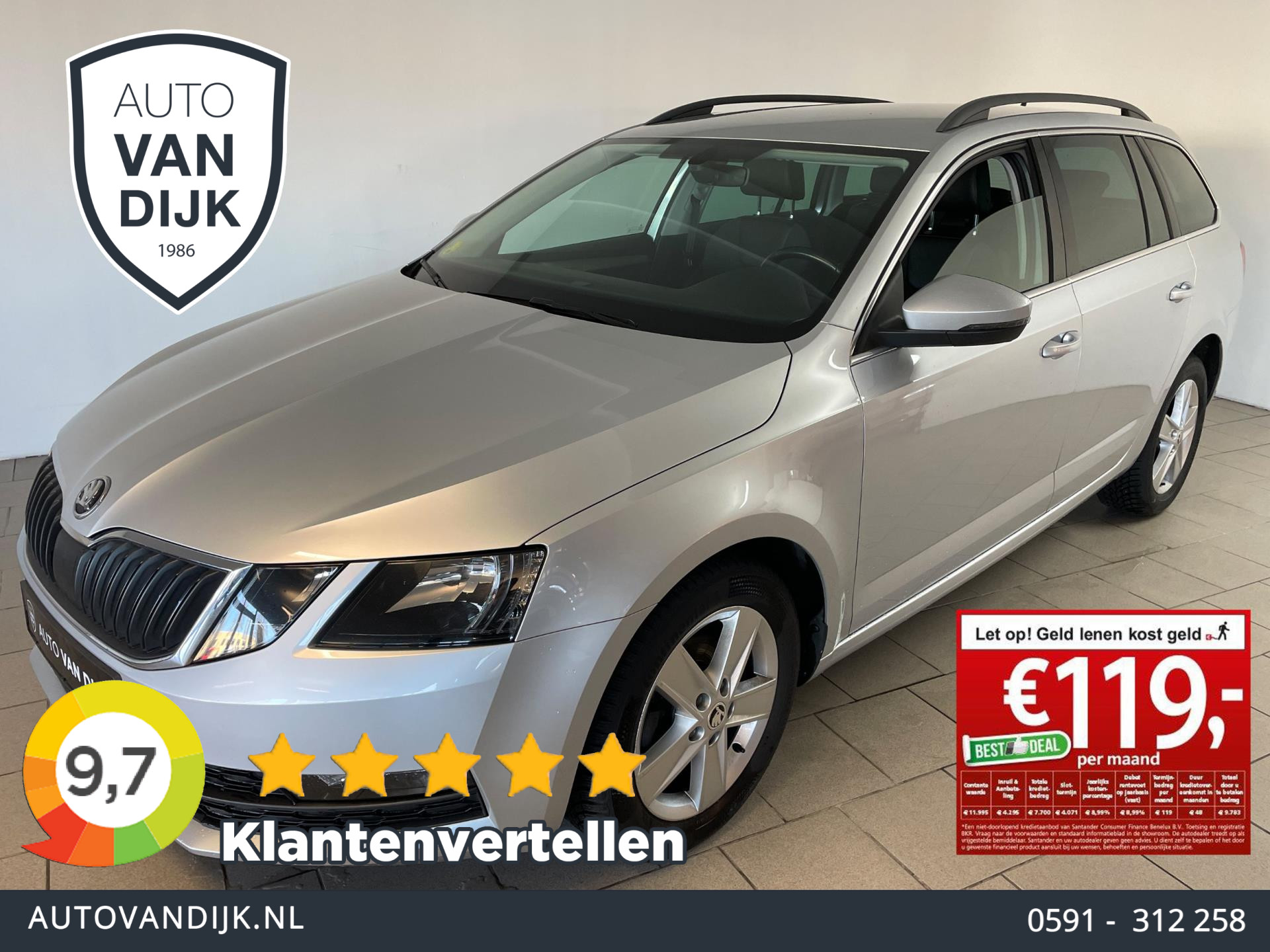 Skoda Octavia Combi 1.6 TDI Greentech Ambition Business AIRCO NAVI CRUISE APPLE CARPLAY STOELVERW VELGEN PRIVACYGL ZEER NETTE AUTO